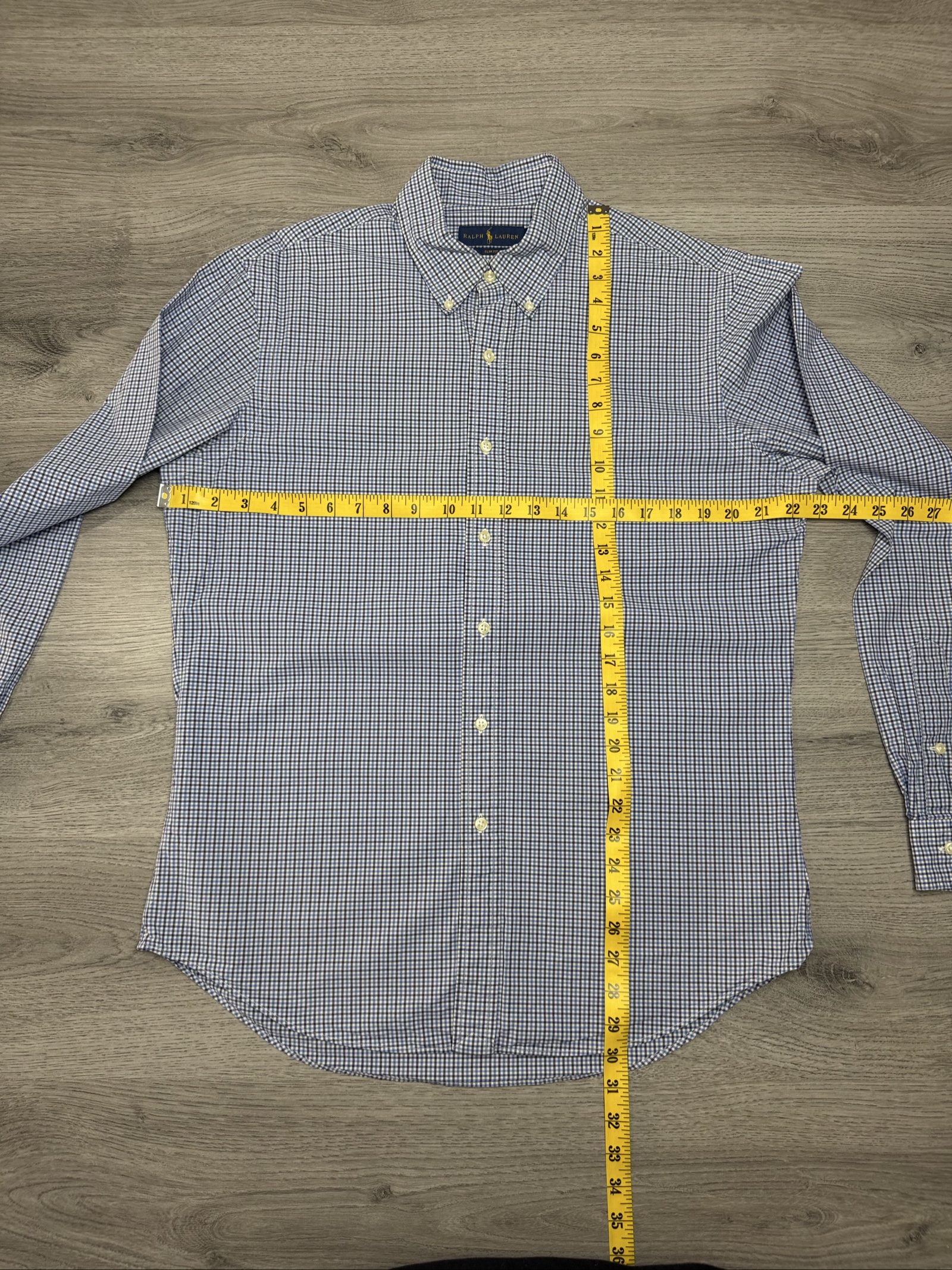 Ralph Lauren Blue & White Checked Cotton Shirt Large (1718) image 3