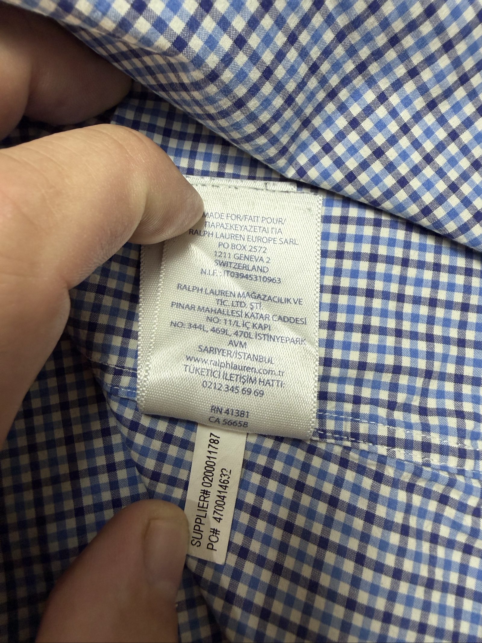 Ralph Lauren Blue & White Checked Cotton Shirt Large (1718) image 6