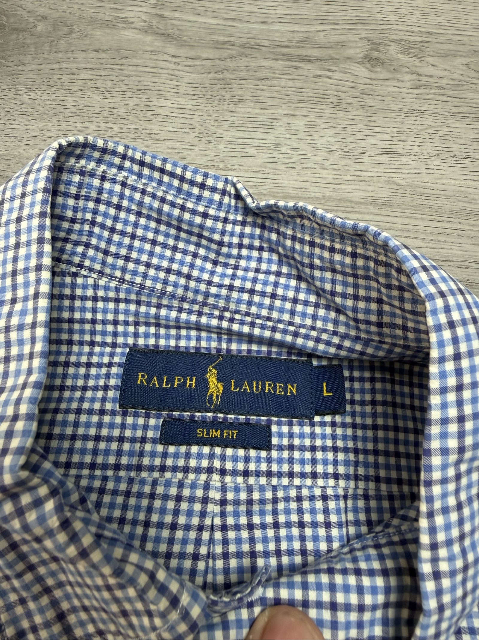 Ralph Lauren Blue & White Checked Cotton Shirt Large (1718) image 7