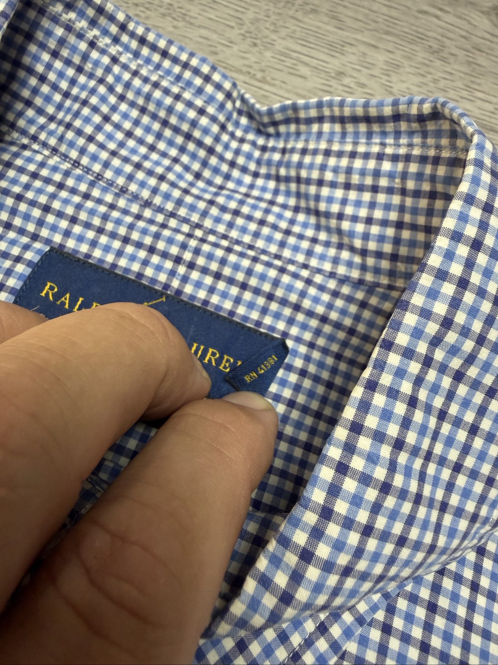 Ralph Lauren Blue & White Checked Cotton Shirt Large (1718) image 8