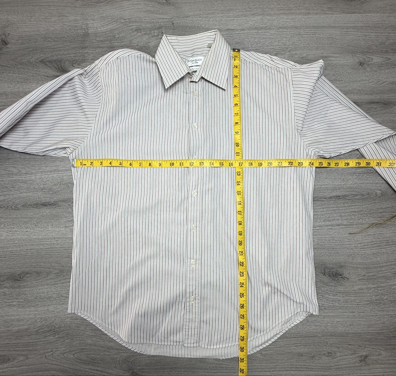 Yves Saint Laurent Men's White & Red Stripe Cotton Shirt Large (1719) image 9