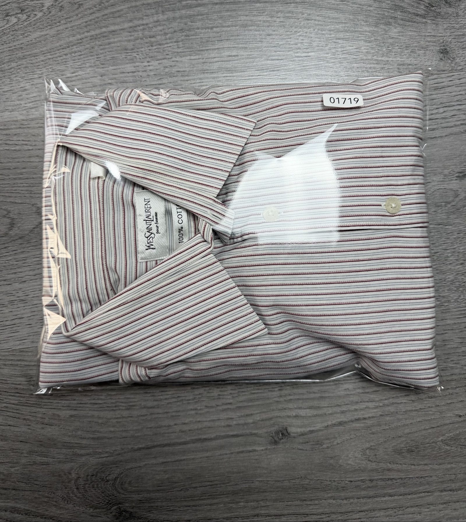 Yves Saint Laurent Men's White & Red Stripe Cotton Shirt Large (1719) image 10