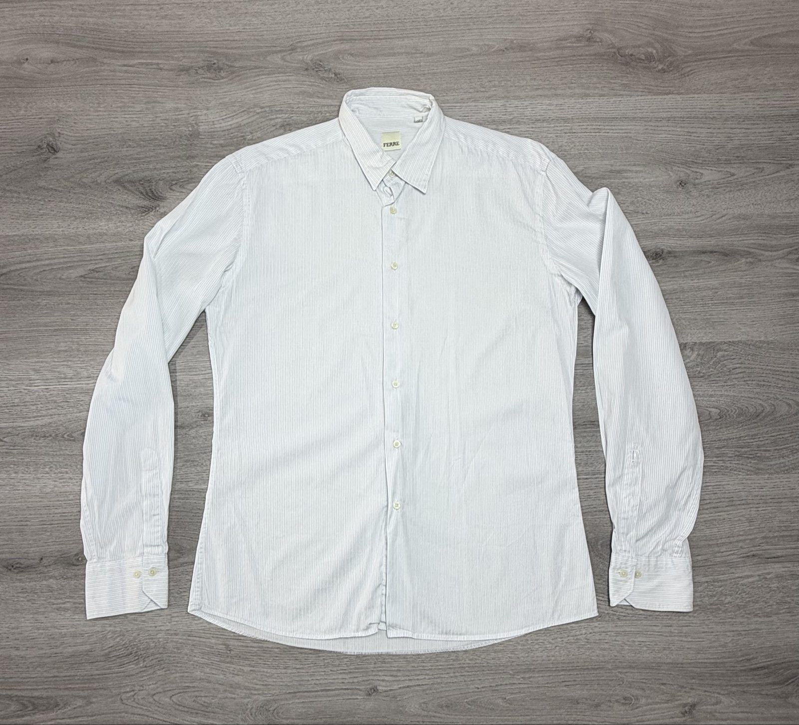 Ferre White & Blue Striped Men's Shirt Medium (1720)