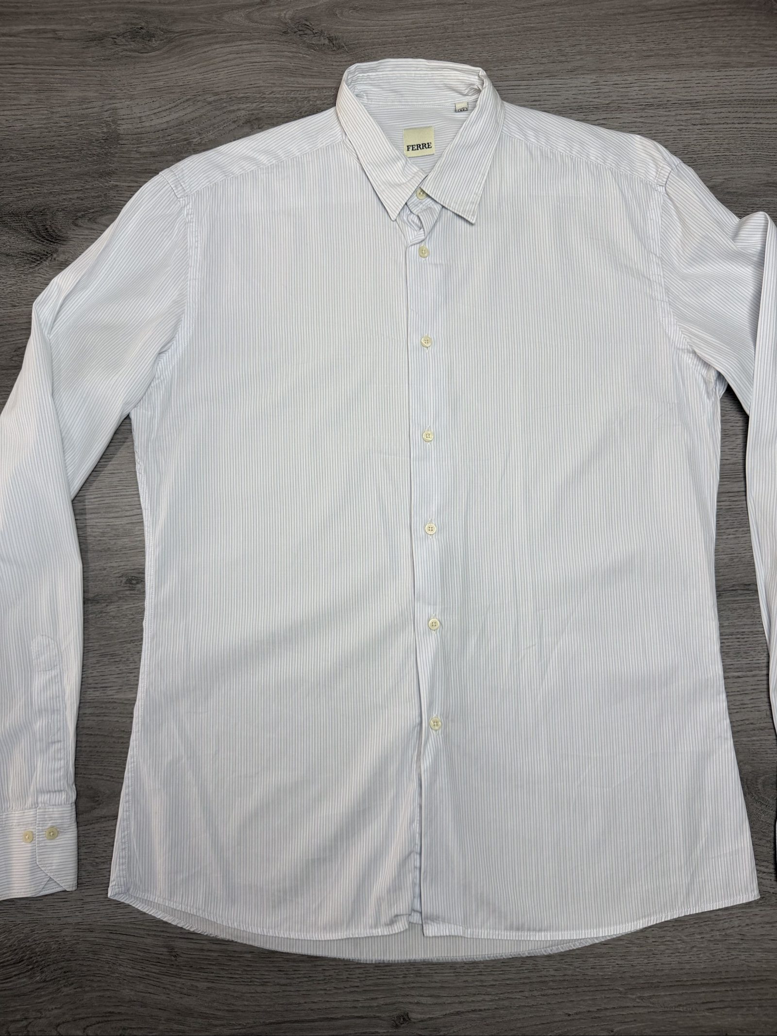 Ferre White & Blue Striped Men's Shirt Medium (1720) image 2