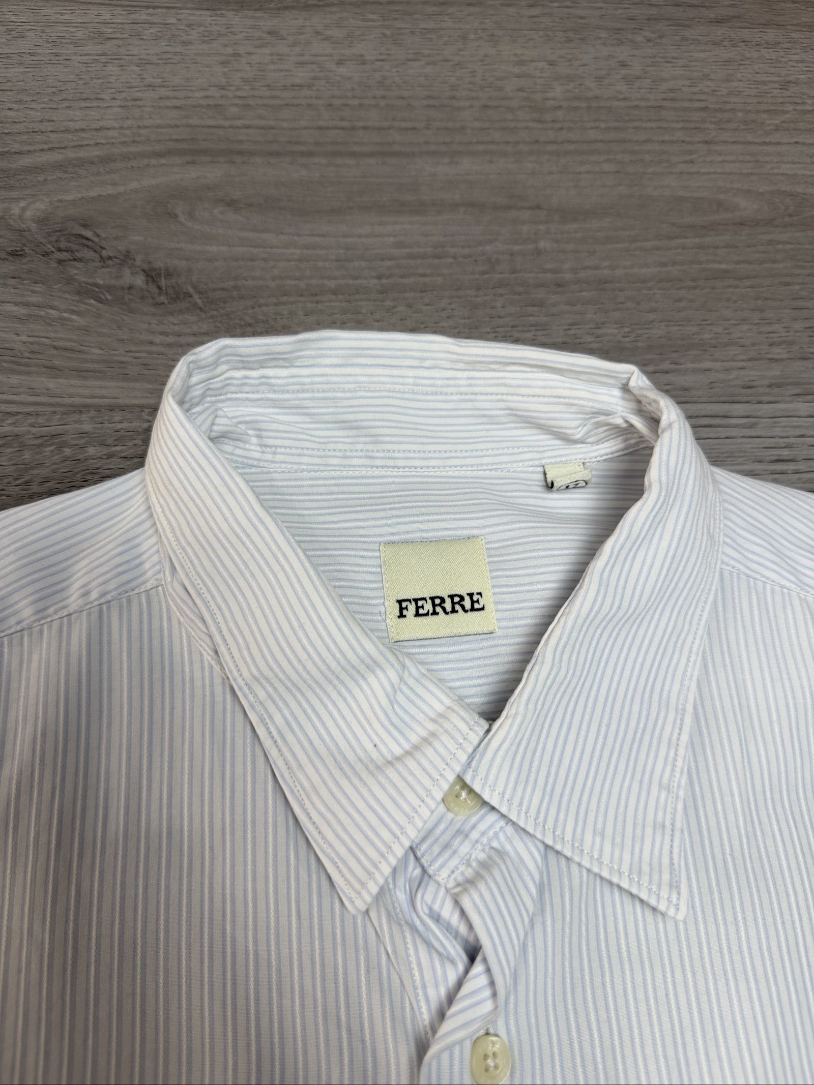 Ferre White & Blue Striped Men's Shirt Medium (1720) image 5