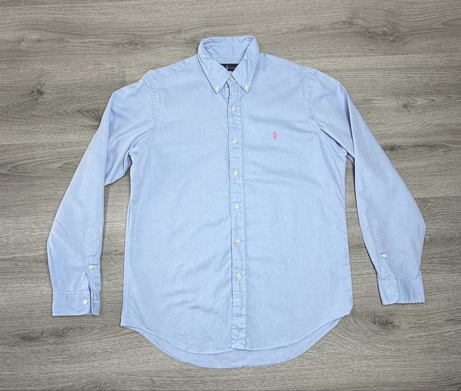 Ralph Lauren Men's Light Blue Oxford Shirt Medium Pink Pony Logo (1723)