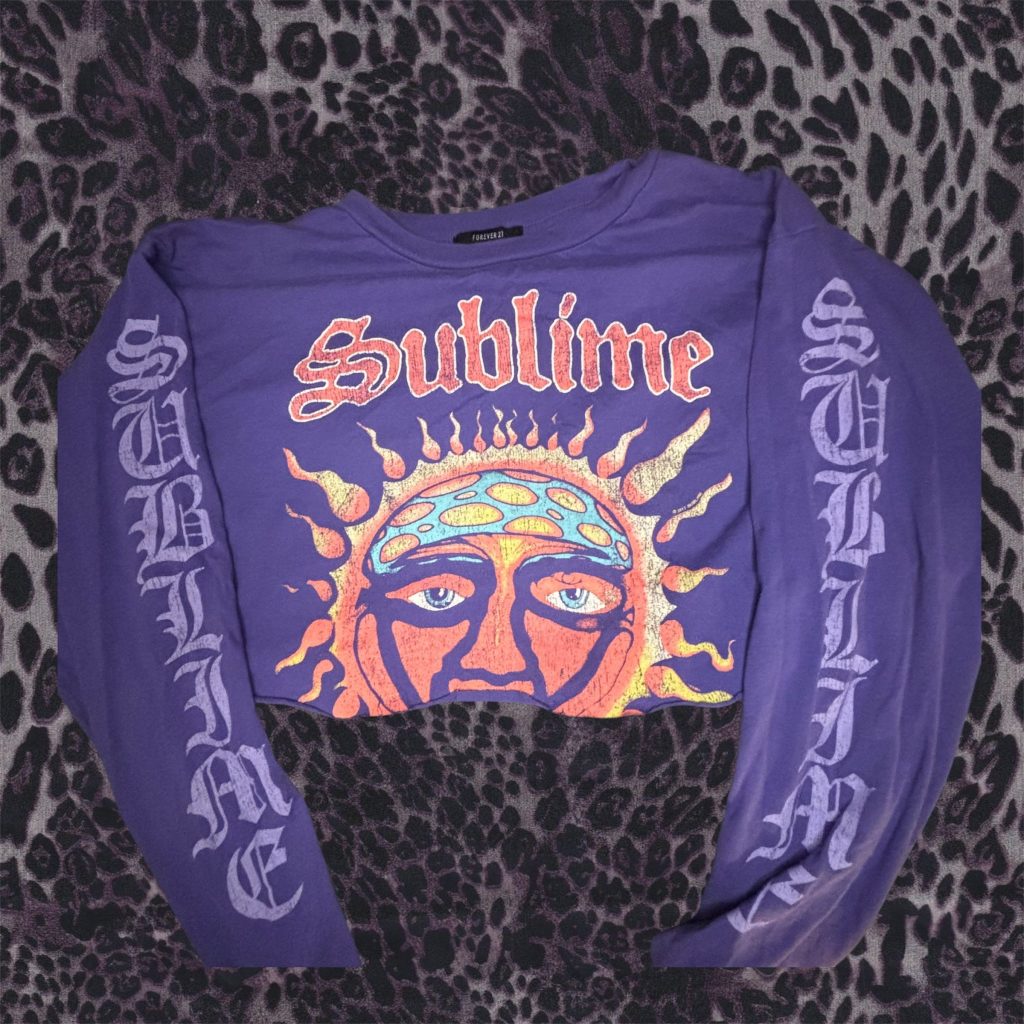 Women's Graphic Purple Sublime Cropped Long Sleeve Shirt