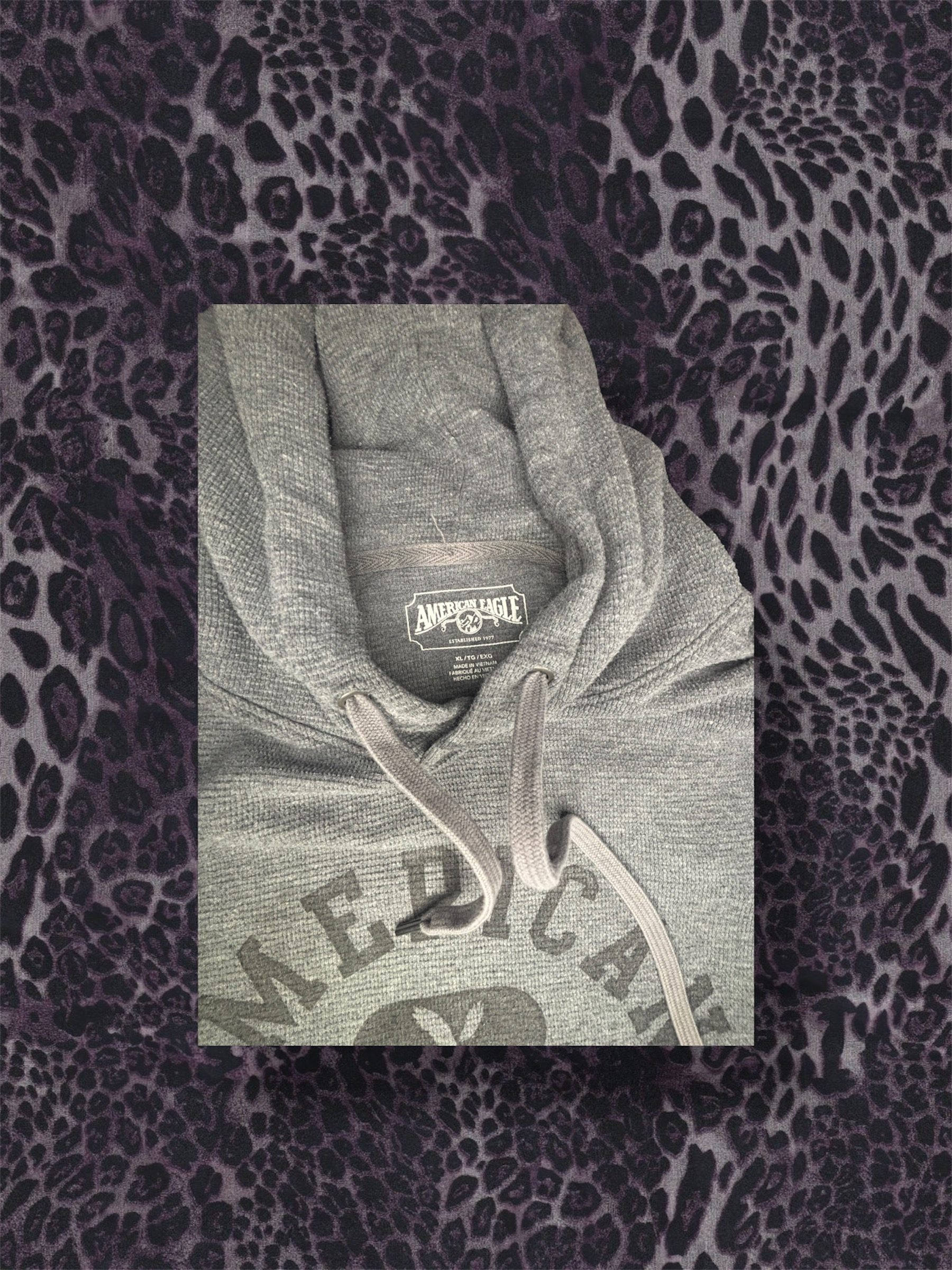 American Eagle Grey Mens Hoodie XL Pullover Sweatshirt image 3