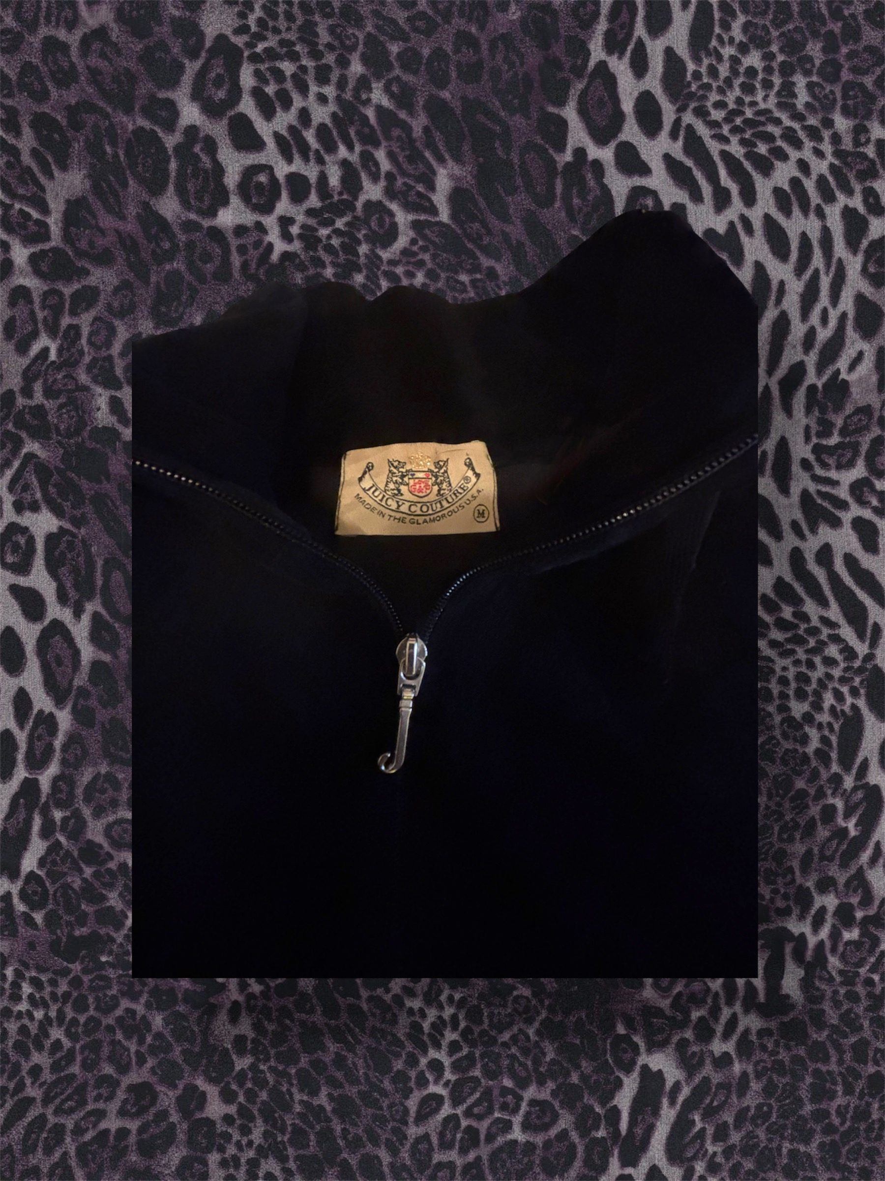 Vintage Juicy Couture Black Velvet Sweater Bold Pink Lettering M image 3