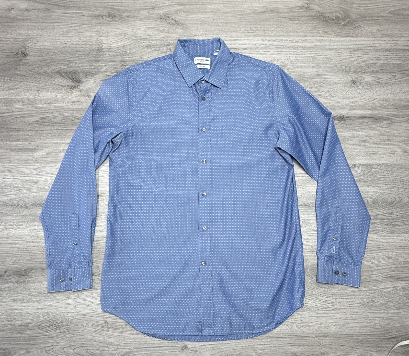 Lacoste Men's Blue Slim Fit Easy Care Shirt Large (1724)