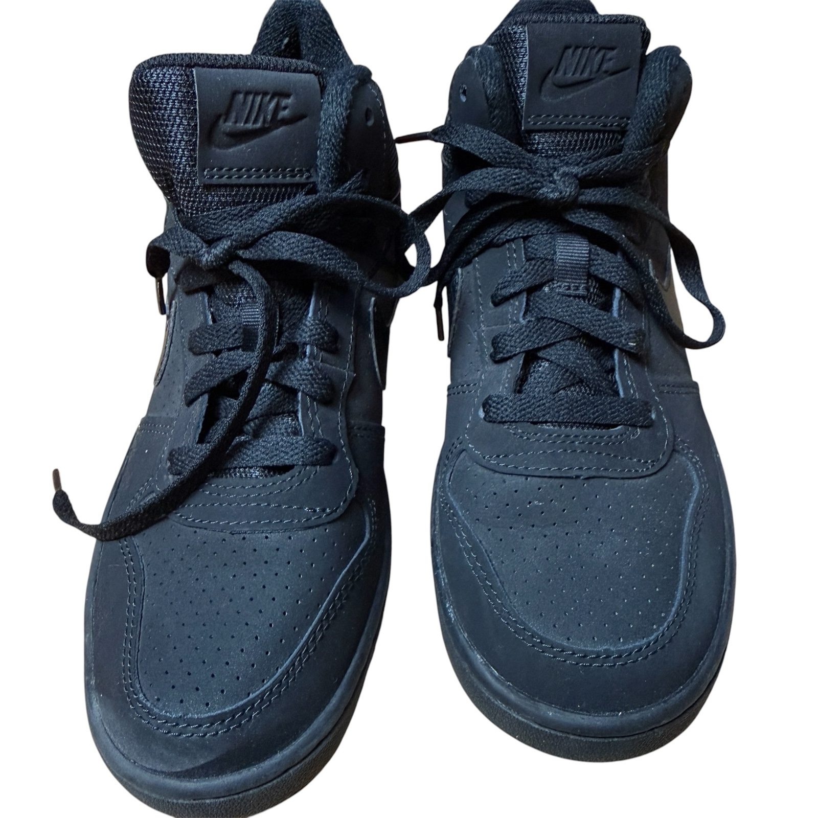 Nike Court Borough Mid GS Triple Black Trainers UK 4 839977-001 image 3