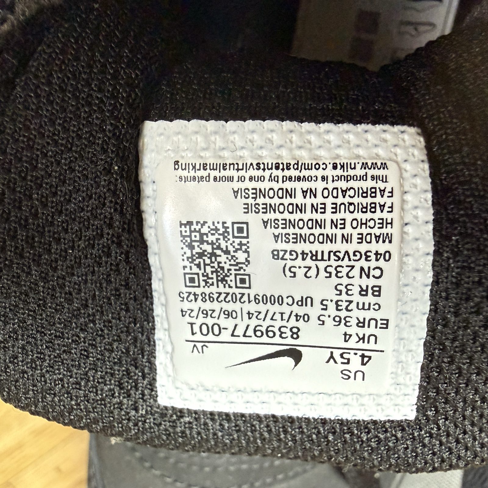 Nike Court Borough Mid GS Triple Black Trainers UK 4 839977-001 image 7