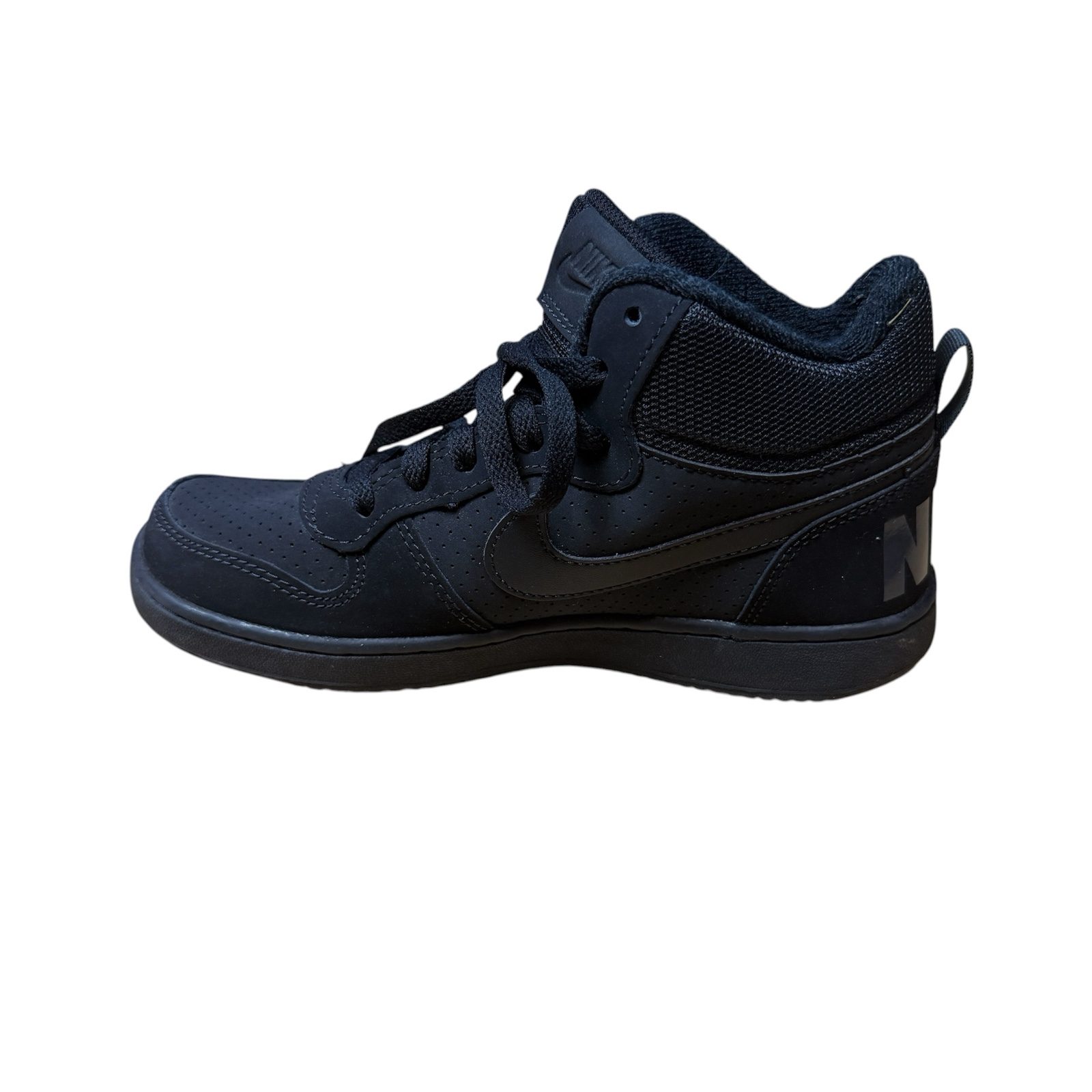 Nike Court Borough Mid GS Triple Black Trainers UK 4 839977-001 image 10