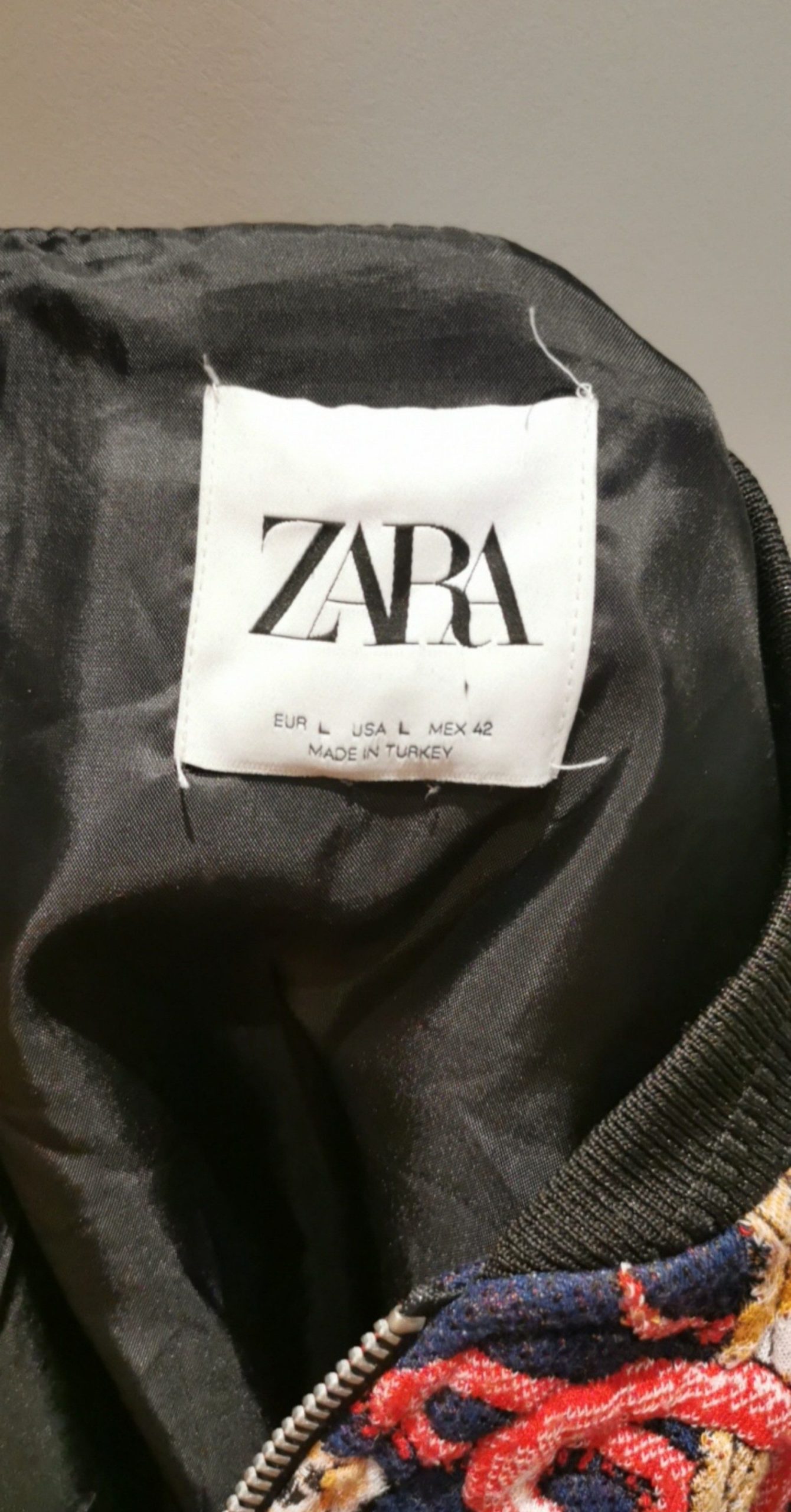Zara Mens Navy Embroidered Bomber Jacket Large image 6