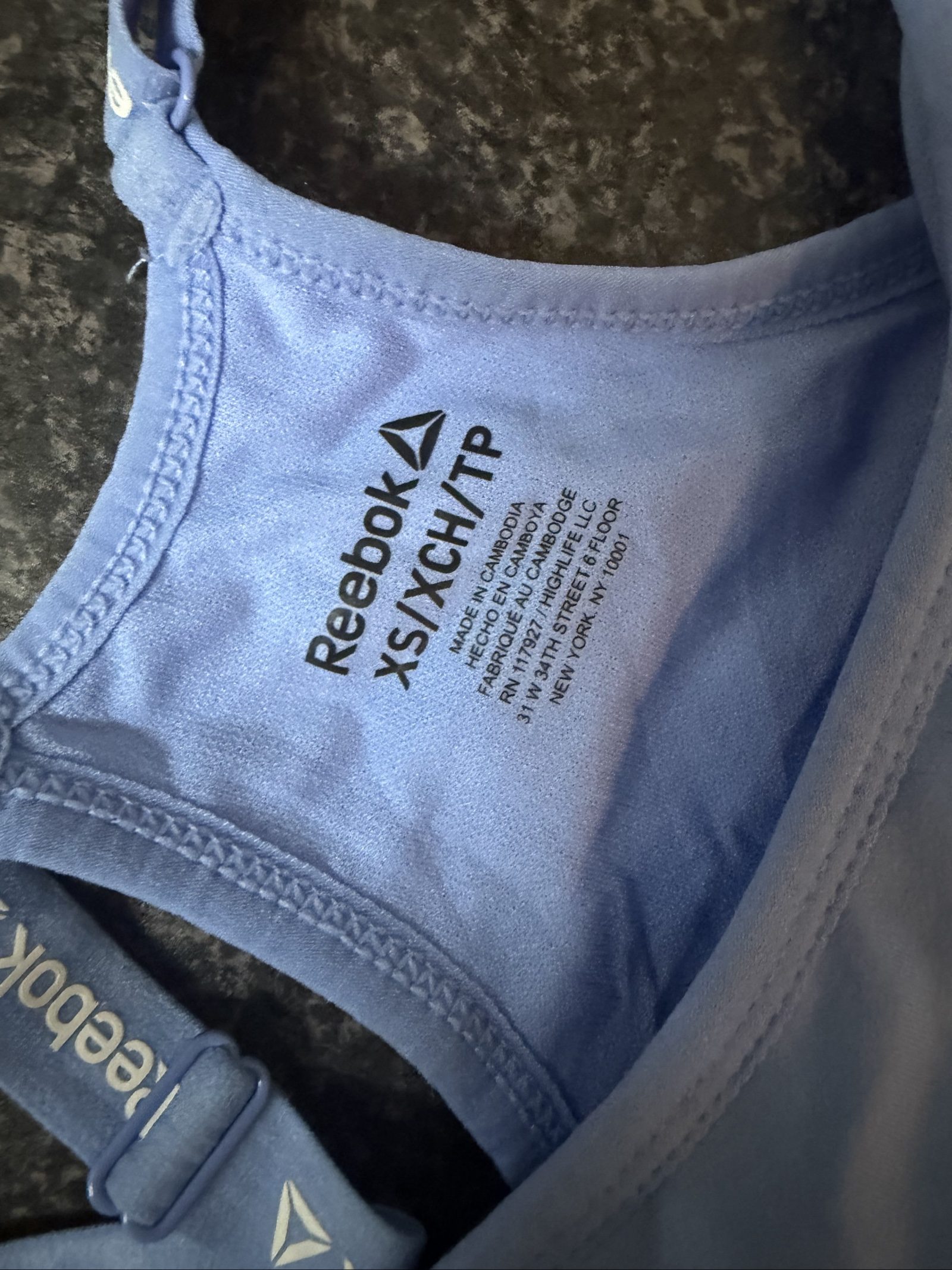 Reebok Blue Sports Bra XS Moisture Management image 3