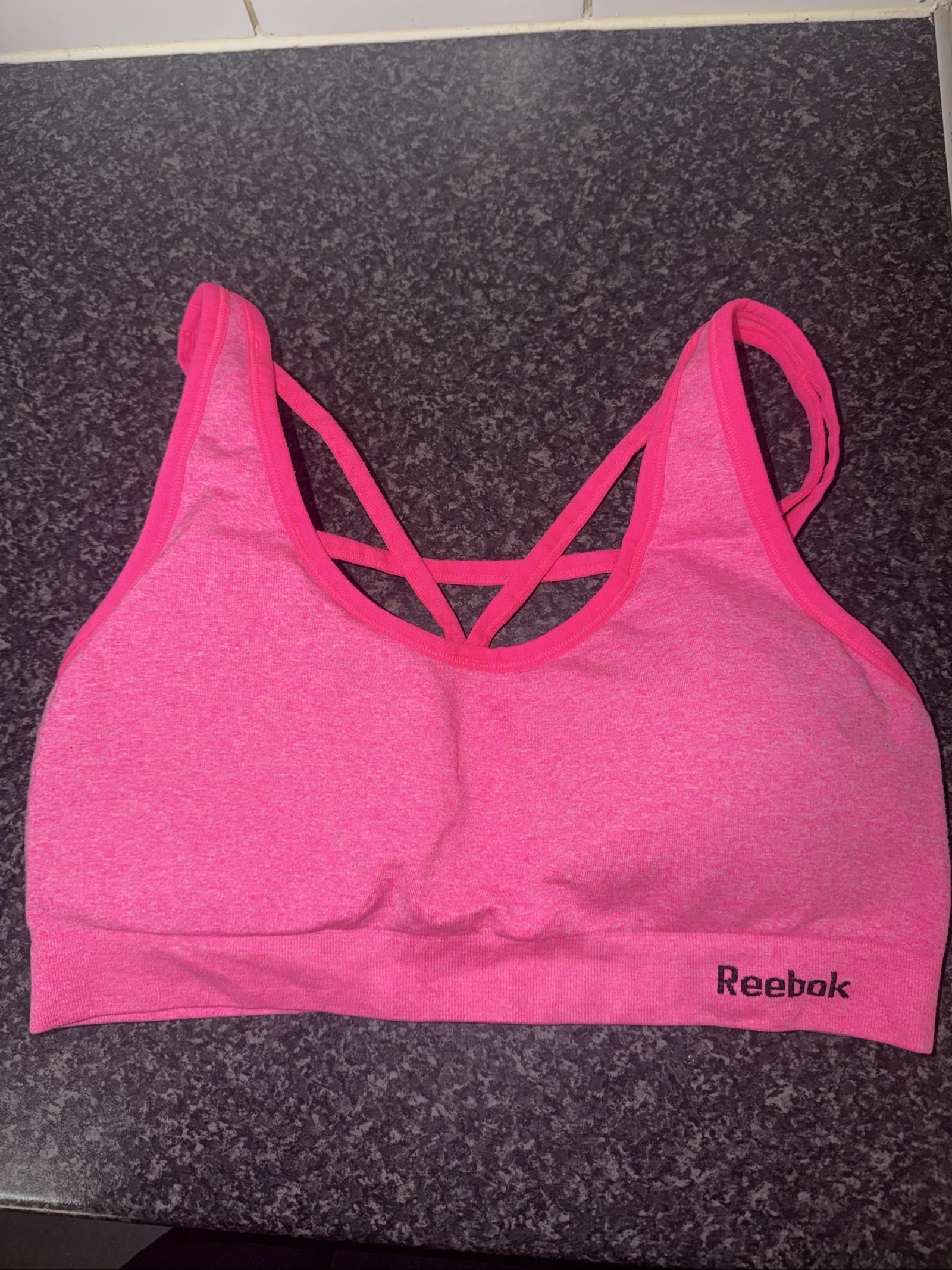 Reebok Women's Pink Sports Bra Medium Strappy Back image 2
