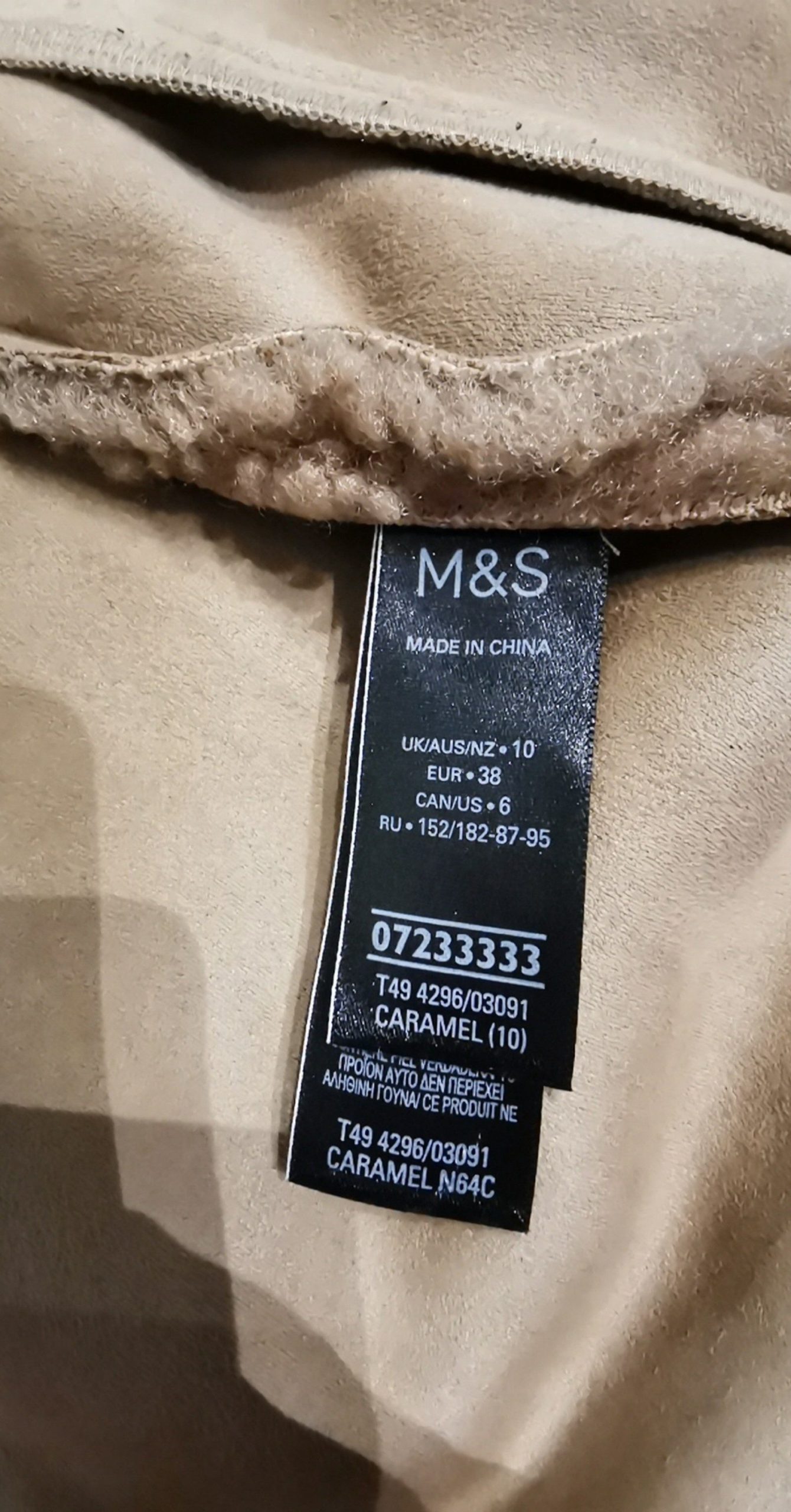 M&S Women's Caramel Camel Fleece Jacket UK 10 image 5