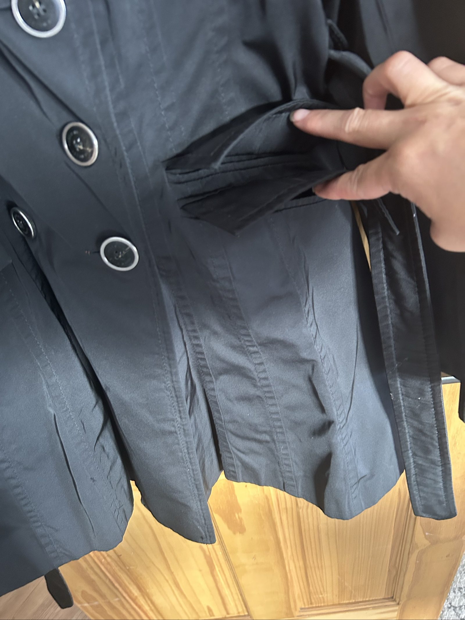 Karen Millen Black Double-Breasted Trench Coat UK 14 image 2