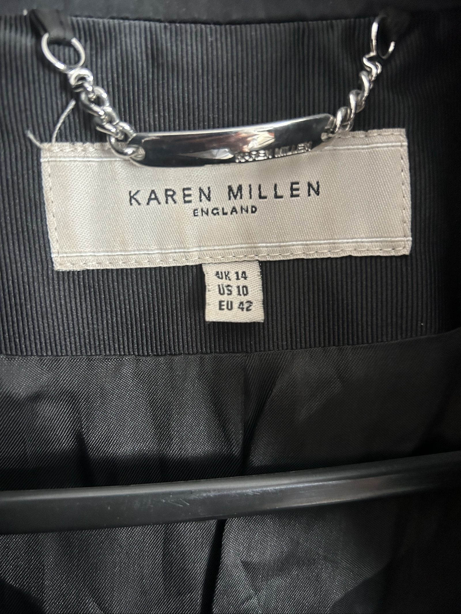 Karen Millen Black Double-Breasted Trench Coat UK 14 image 6