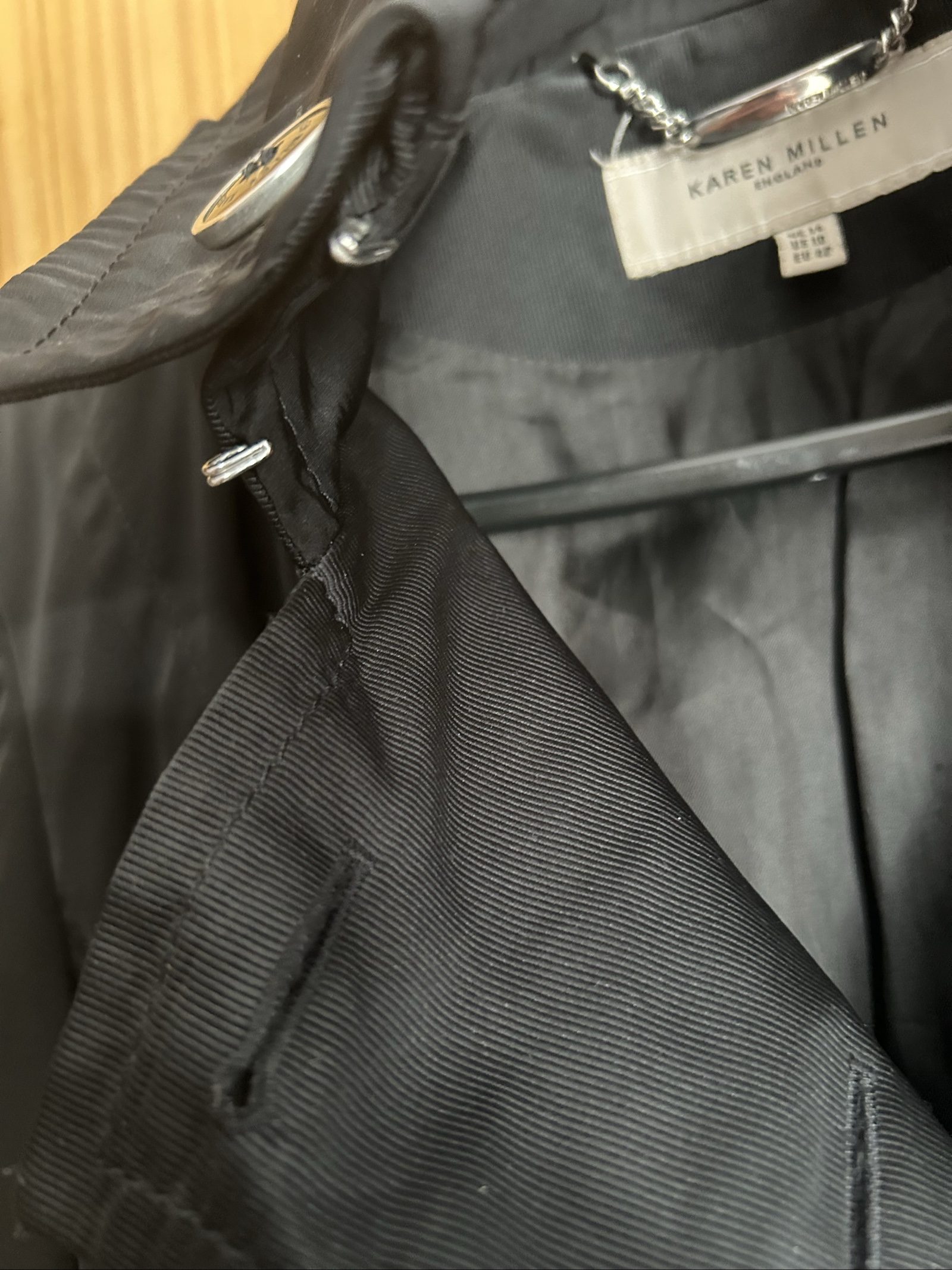 Karen Millen Black Double-Breasted Trench Coat UK 14 image 7