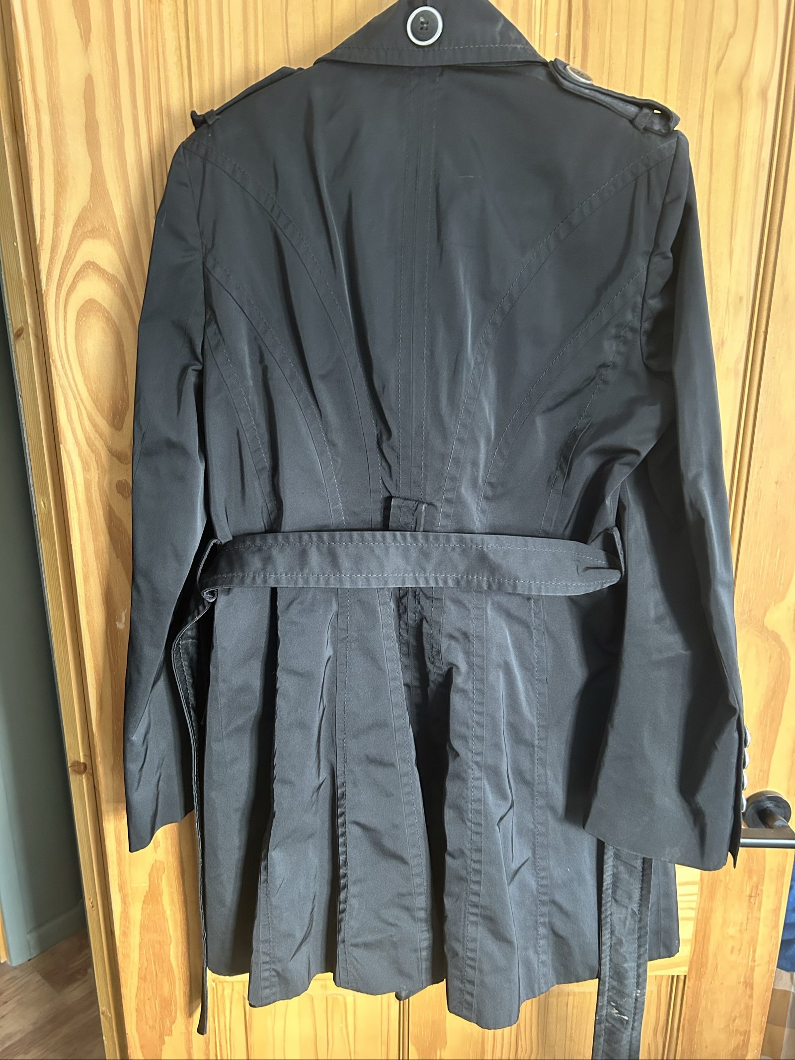 Karen Millen Black Double-Breasted Trench Coat UK 14 image 8