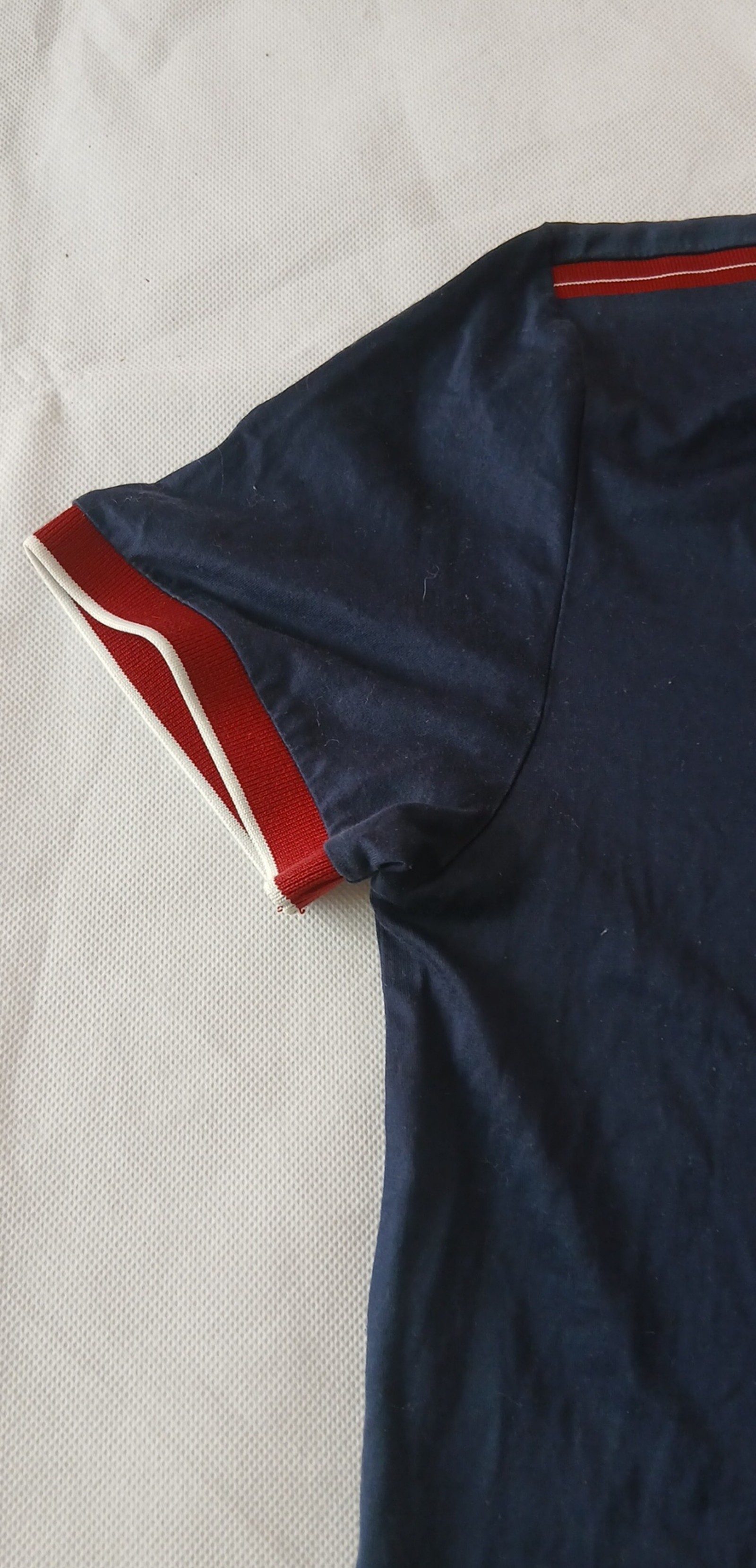 BOSS Navy & Red Slim Fit Mercerised Polo Shirt M image 4