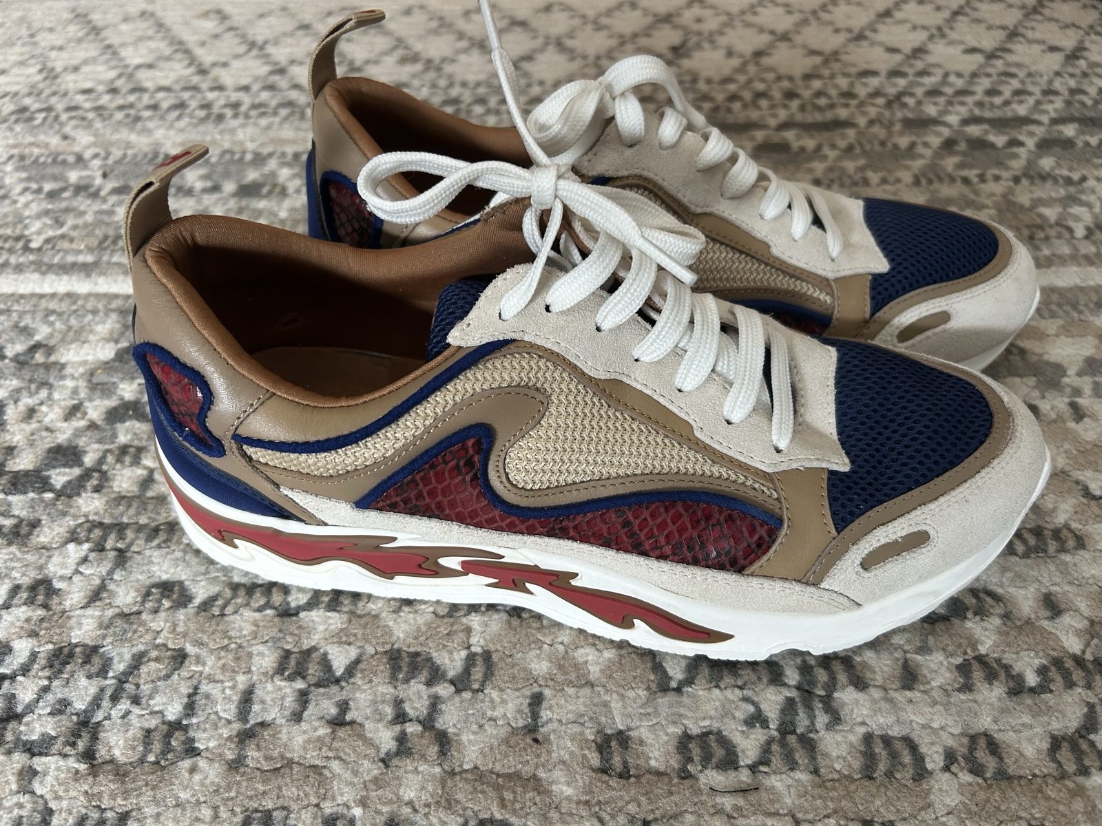 Sandro Paris Blue, Beige & Red Sneakers UK 5.5