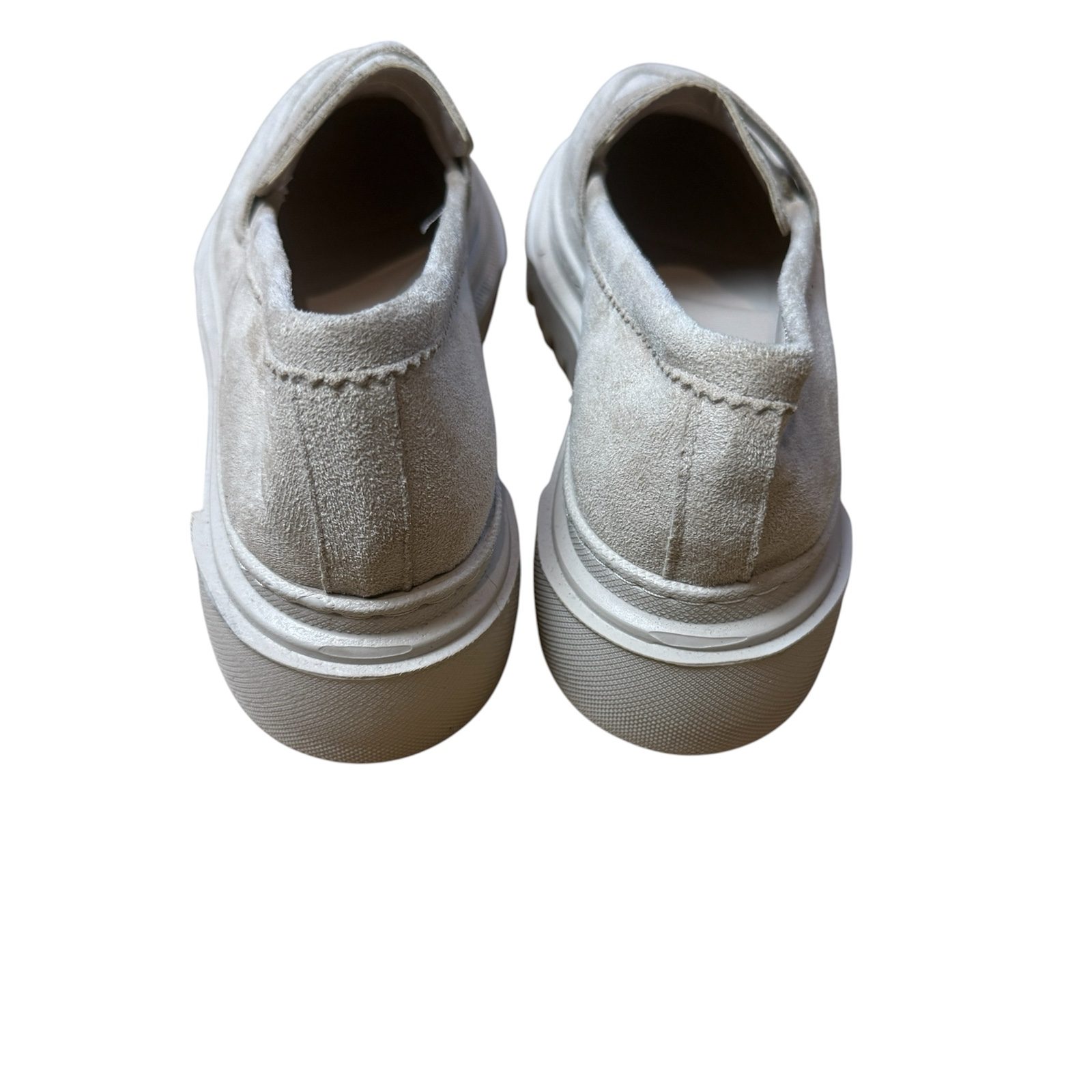 Soho Exclusive Womens Chunky Suede Look Loafers EU 39 Beige Slip On Shoes image 4