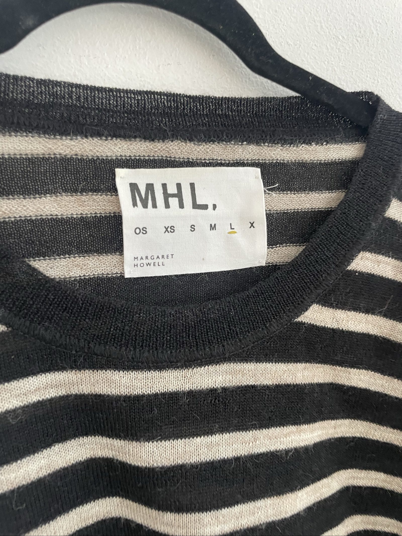 MHL Black & Beige Striped Wool Jumper Large image 2