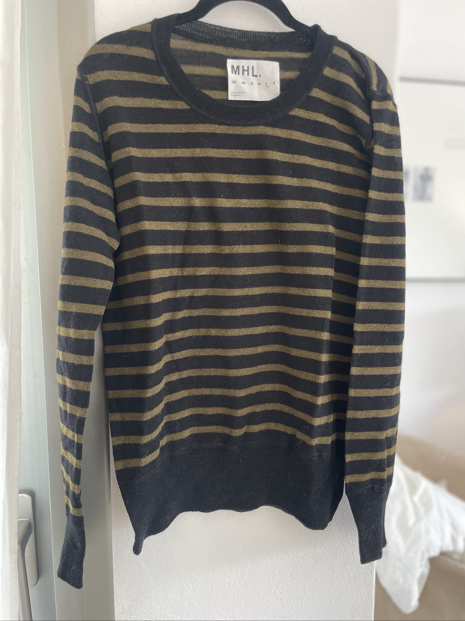 MHL Black & Khaki Stripe Wool Blend Sweater Large