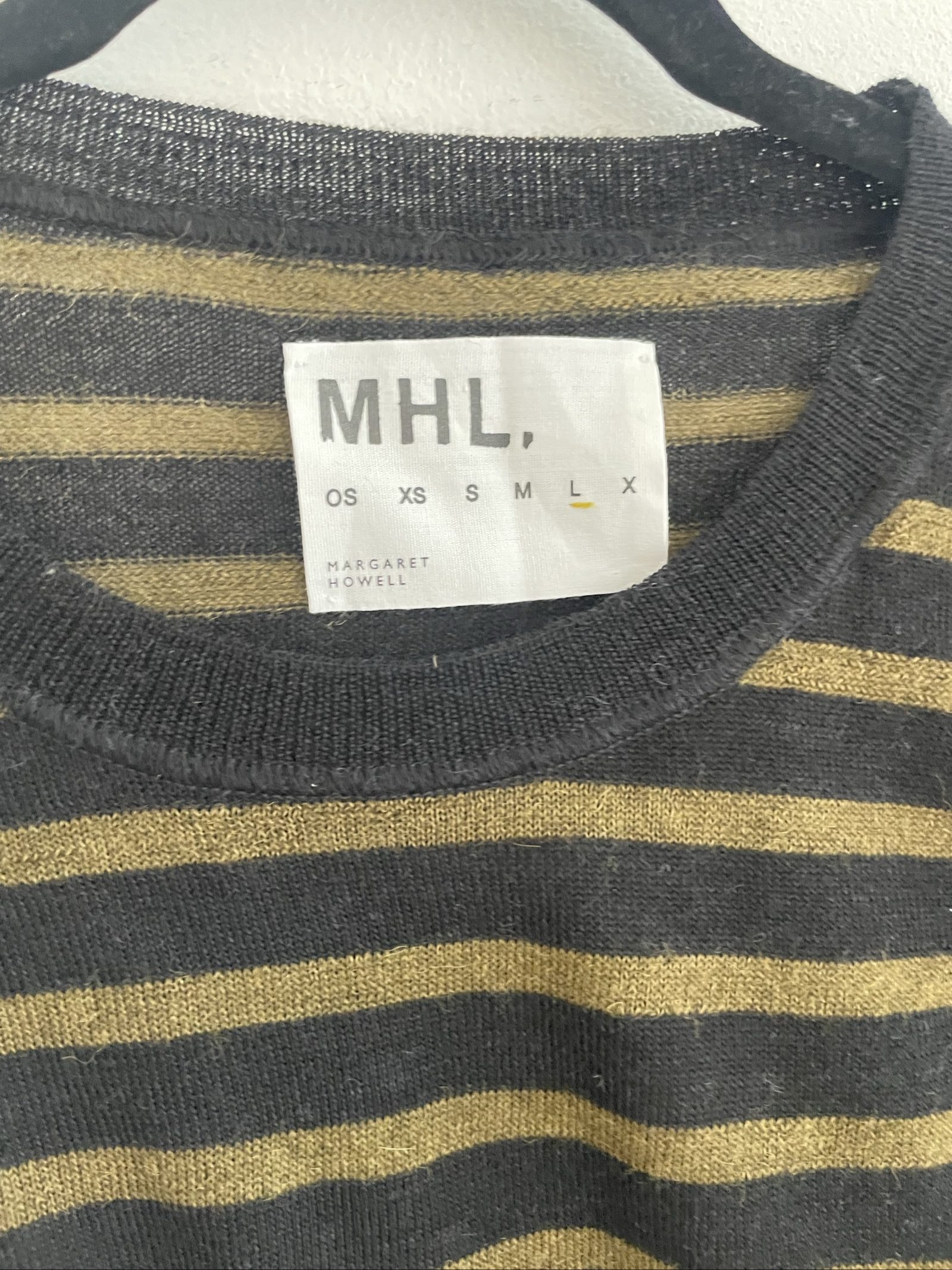 MHL Black & Khaki Stripe Wool Blend Sweater Large image 2