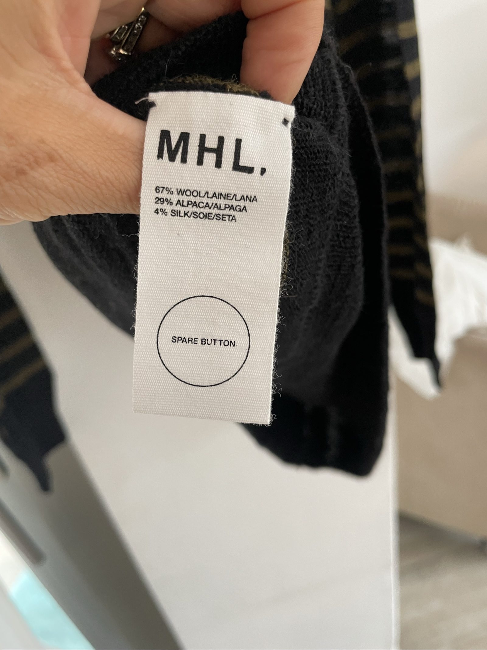 MHL Black & Khaki Stripe Wool Blend Sweater Large image 5