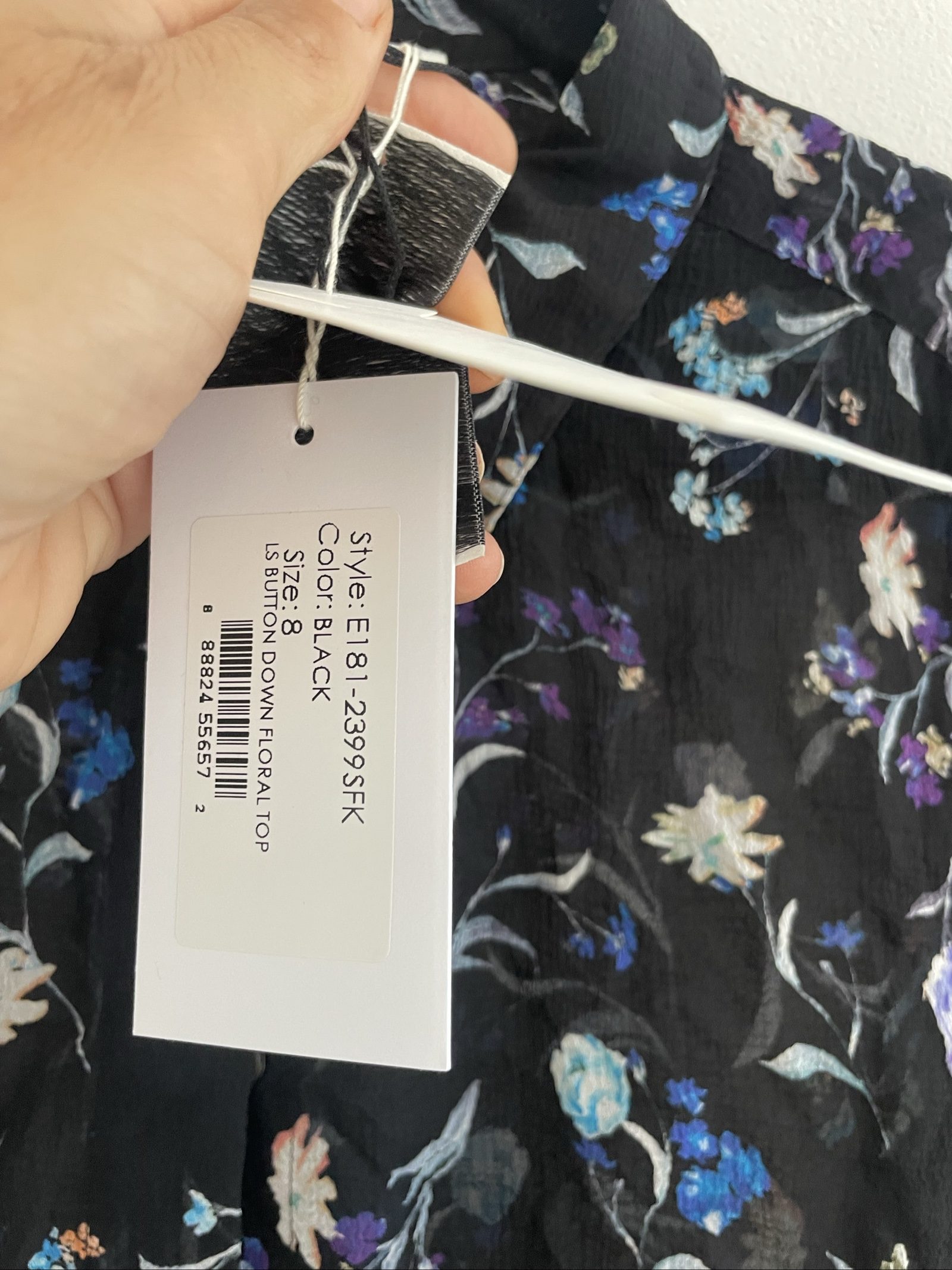 3.1 Phillip Lim Black Floral Button-Down Shirt Size 8 Semi-Sheer image 3