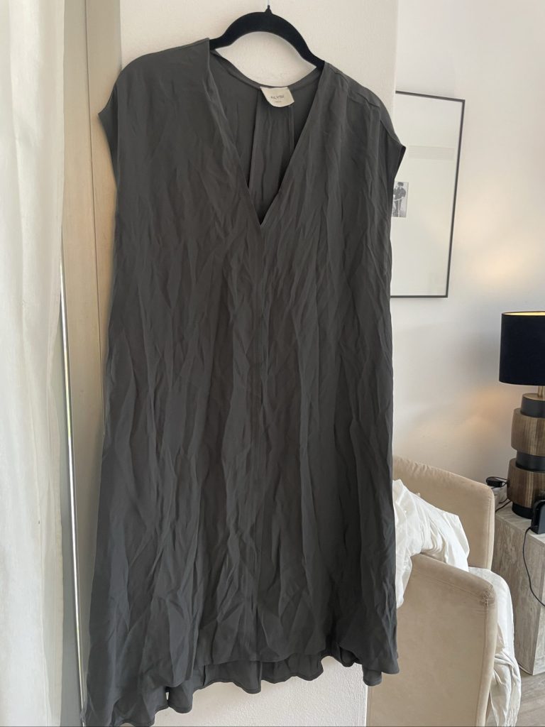 Alysi Women Grey V-Neck Sleeveless Dress UK 10 Made in Italy