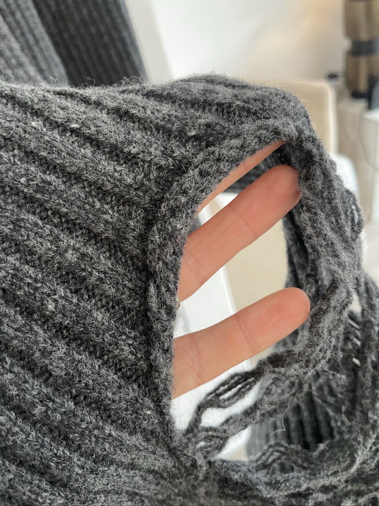 Maison Margiela Dark Grey Wool Scarf One Size with Frayed Damage image 4