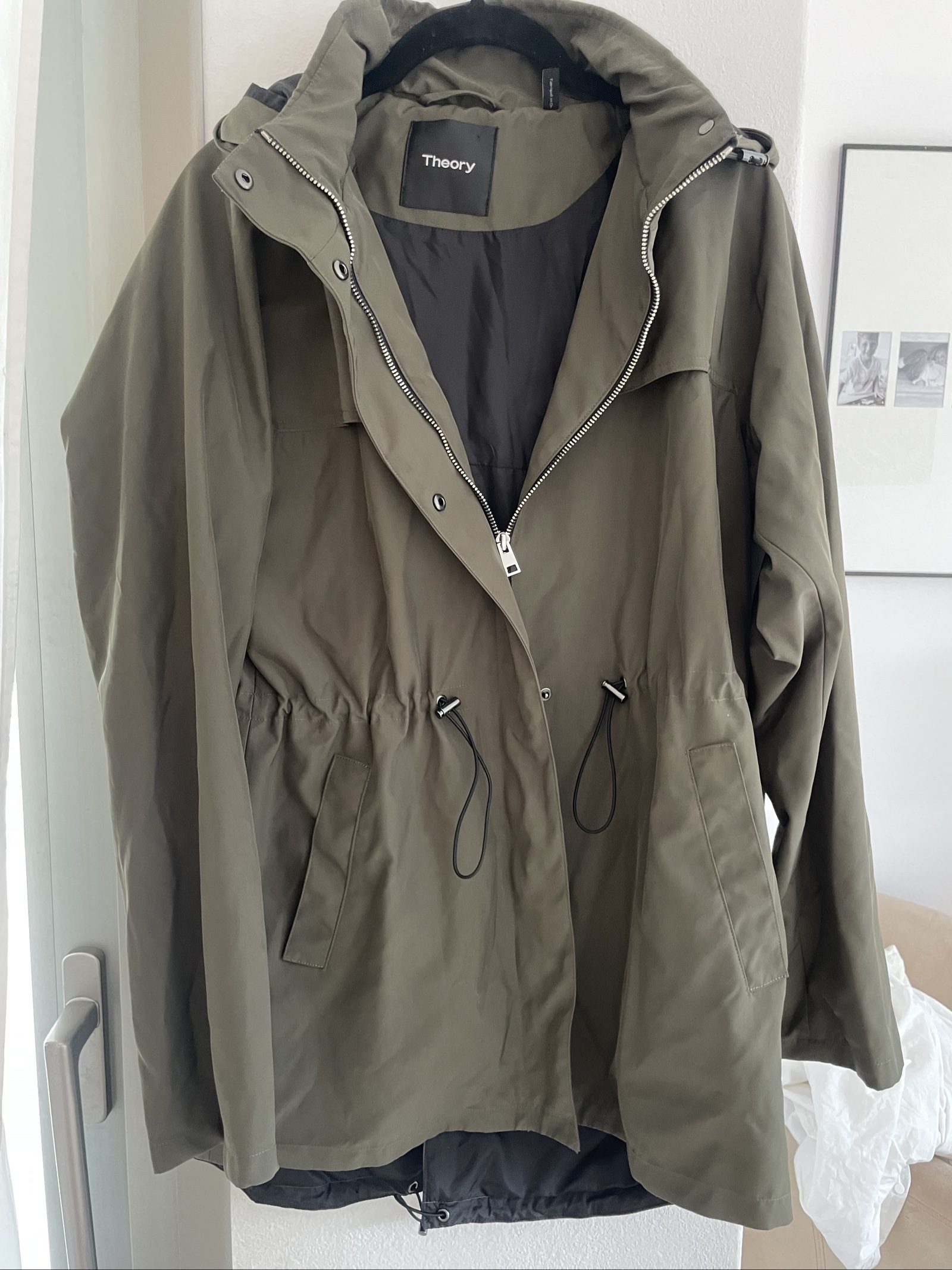 Theory Olive Green Ladies Hooded Parka Medium image 3
