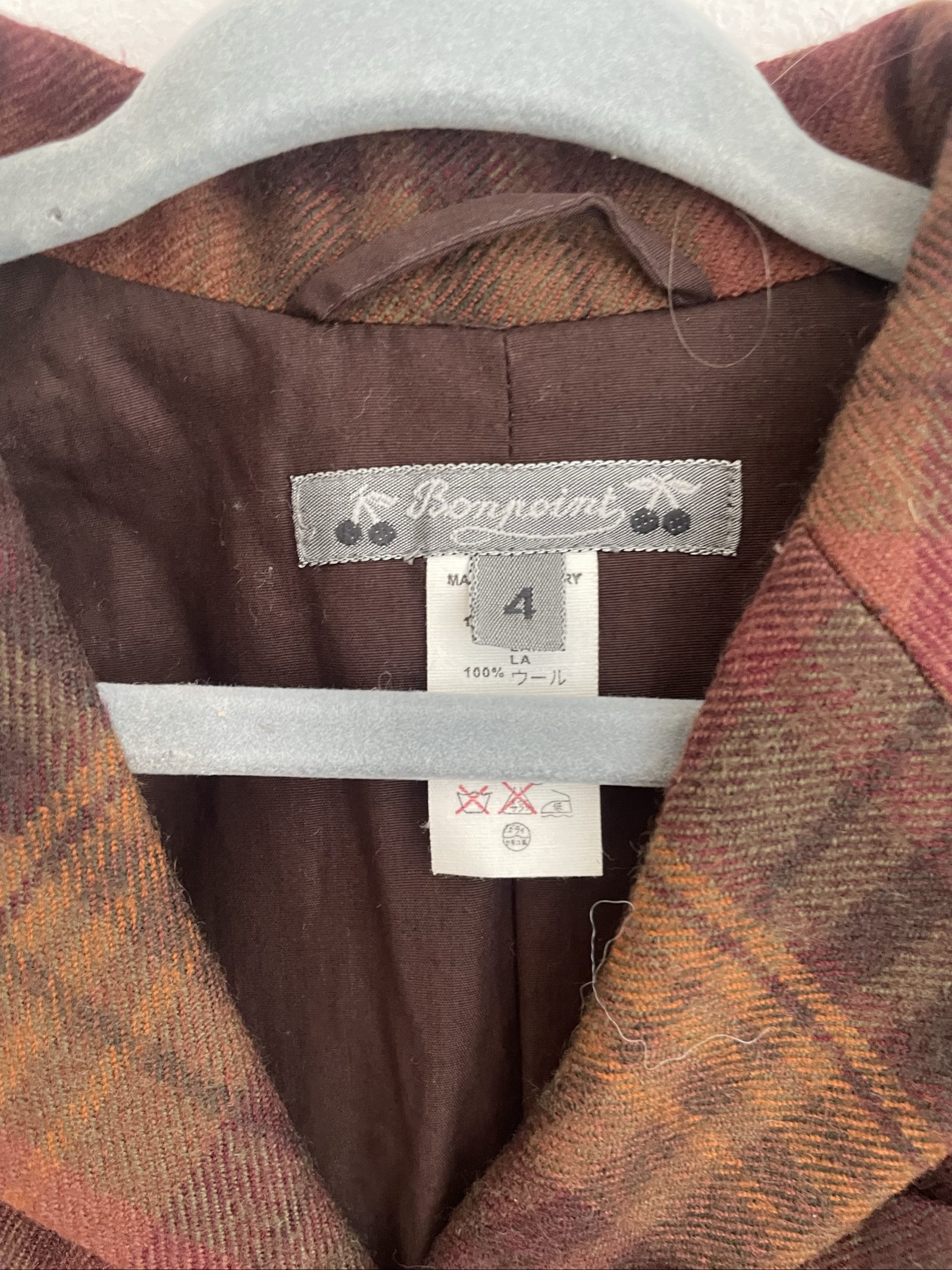 Bonpoint Brown & Red Wool Plaid Jacket 4 Years image 3