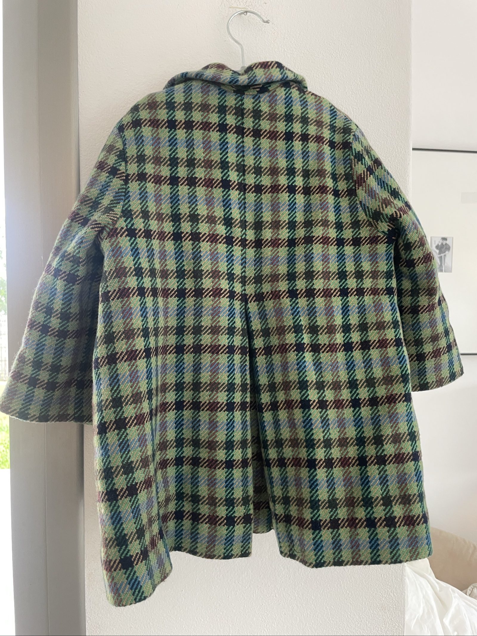 Caramel Women's Green & Blue Check Wool Coat Size 4 image 5