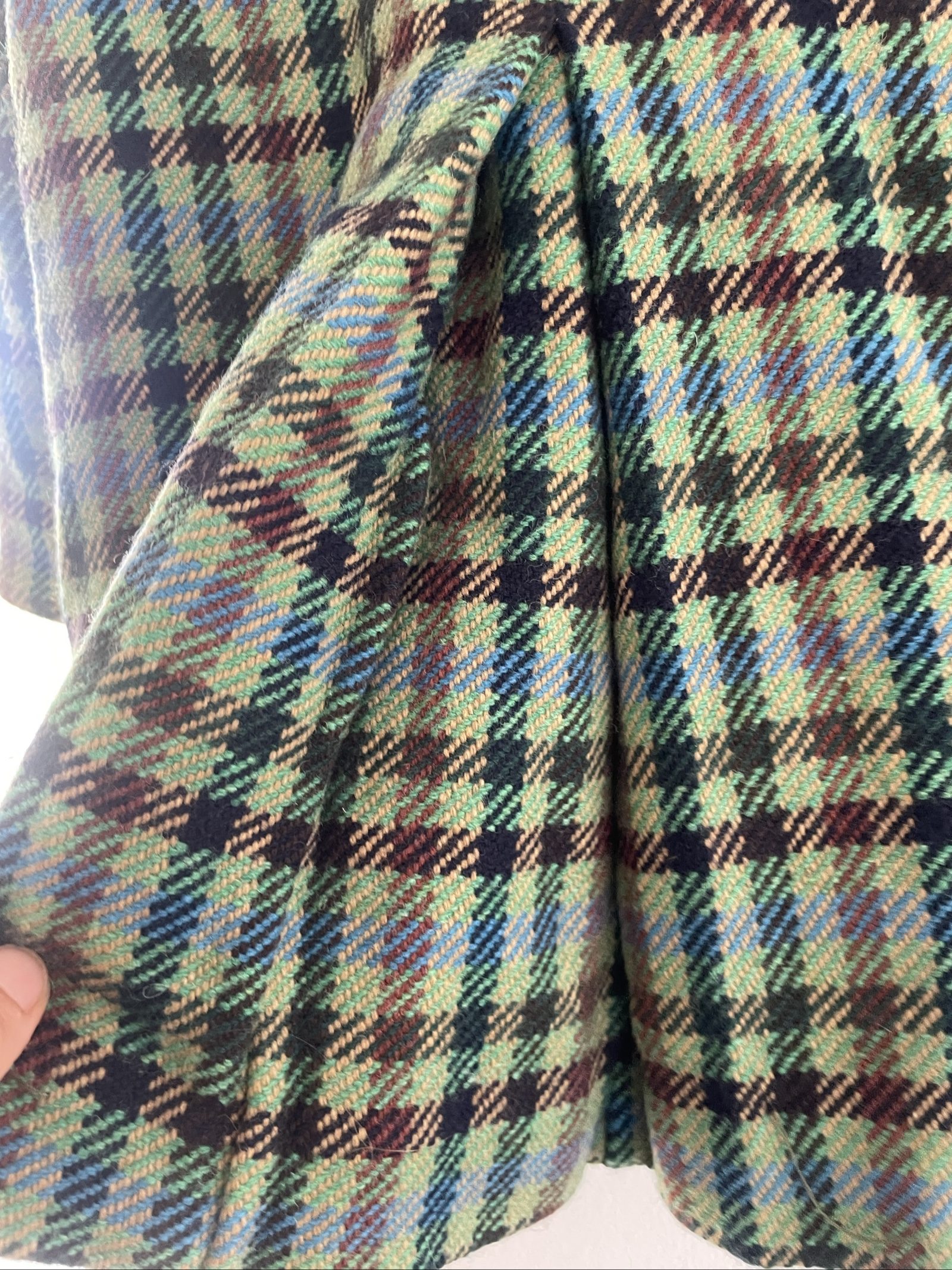 Caramel Women's Green & Blue Check Wool Coat Size 4 image 6