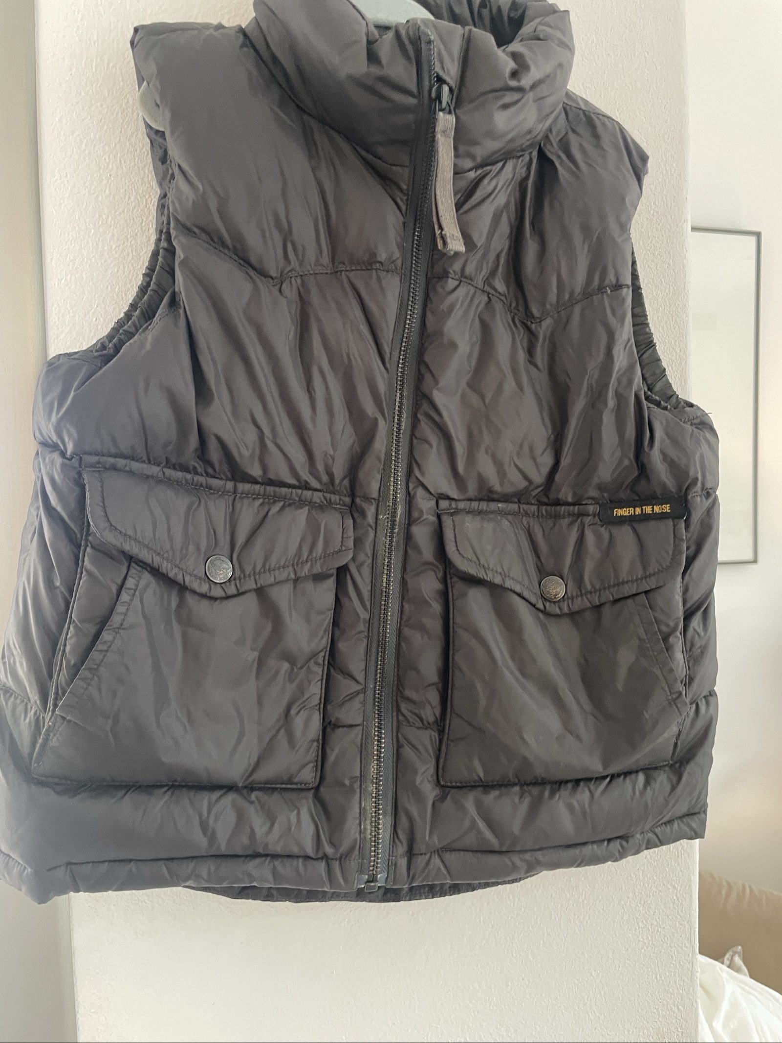 Finger in the Nose Black Puffer Down Vest XXL