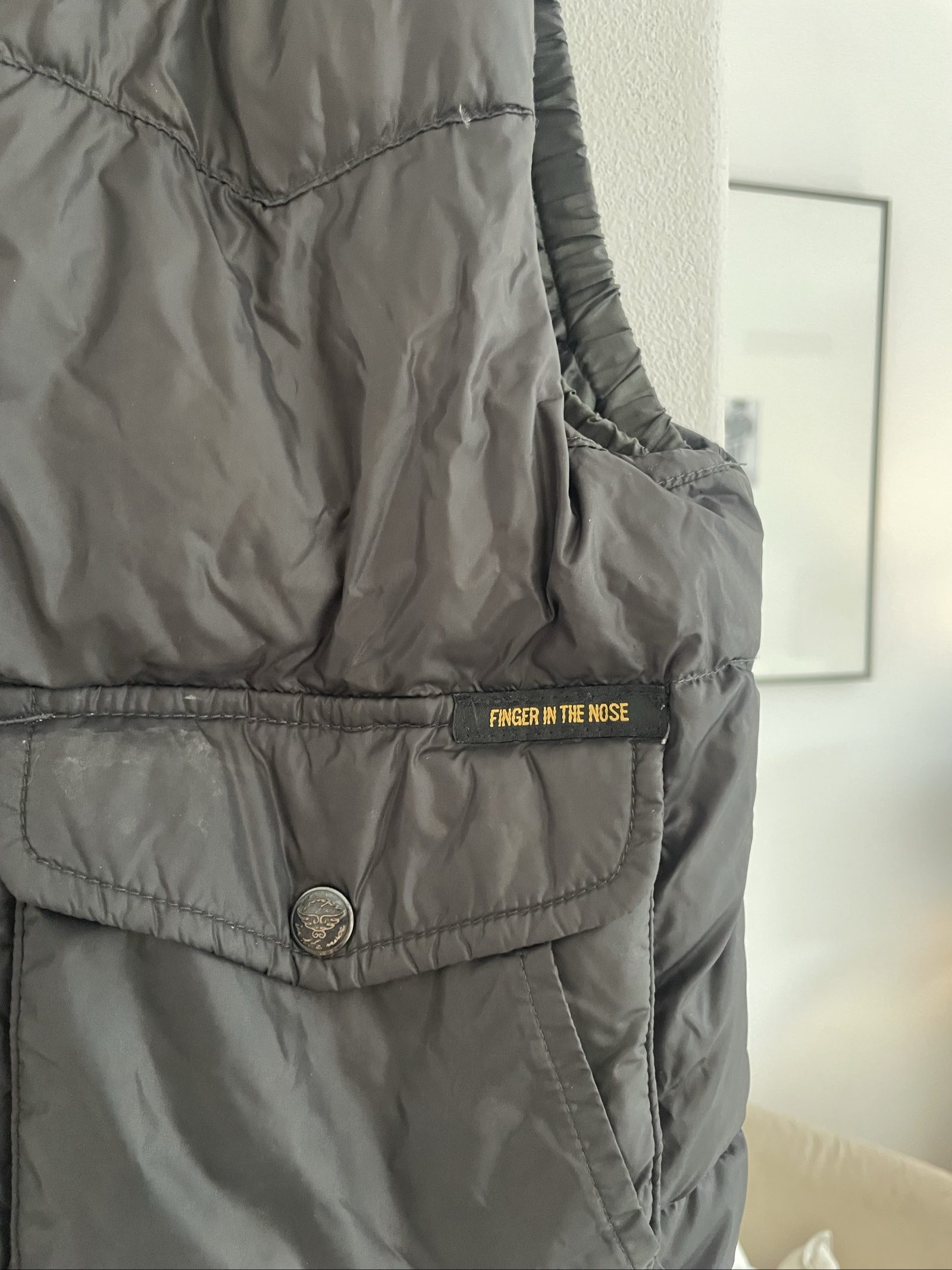 Finger in the Nose Black Puffer Down Vest XXL image 2