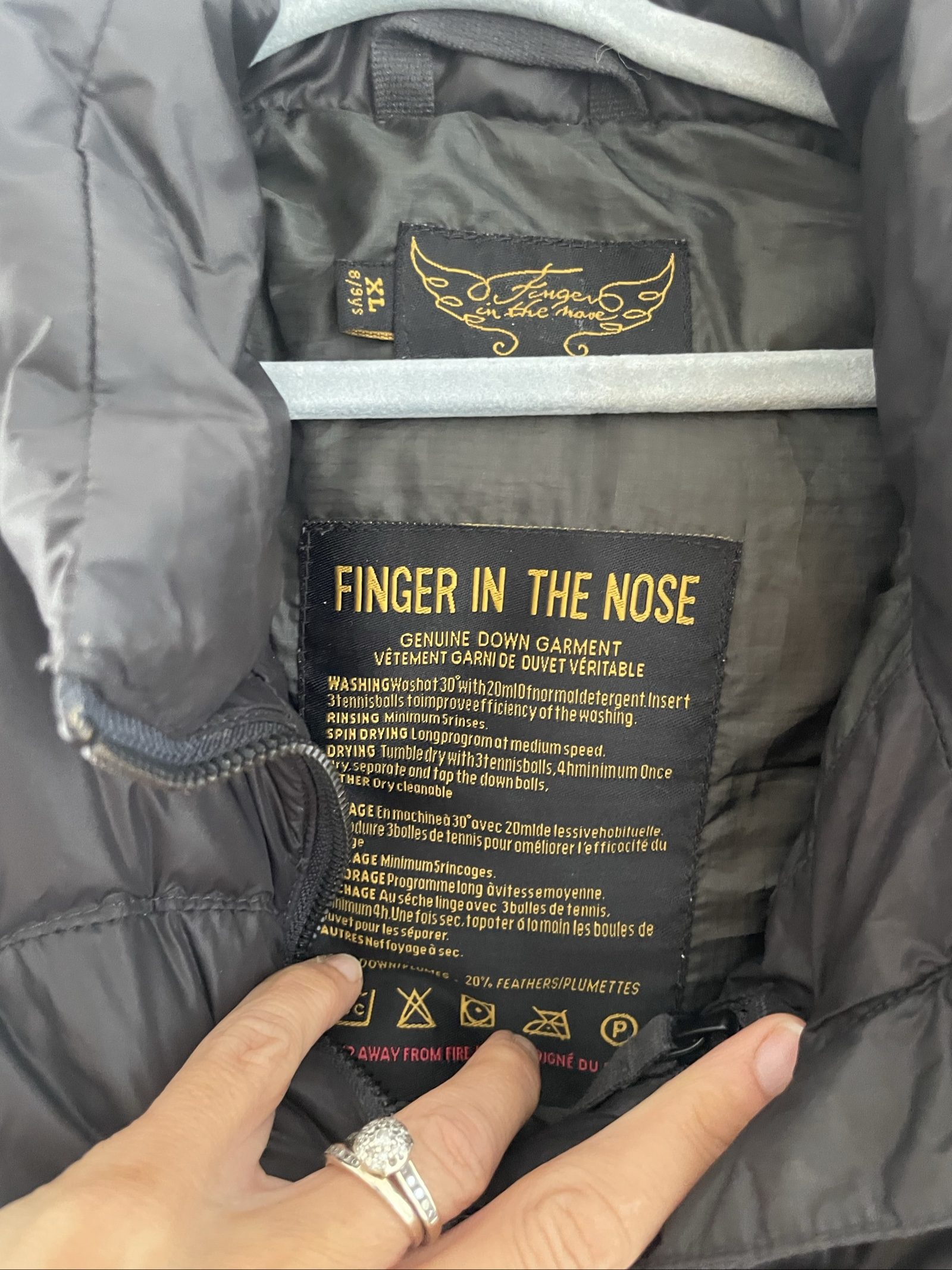 Finger in the Nose Black Puffer Down Vest XXL image 3
