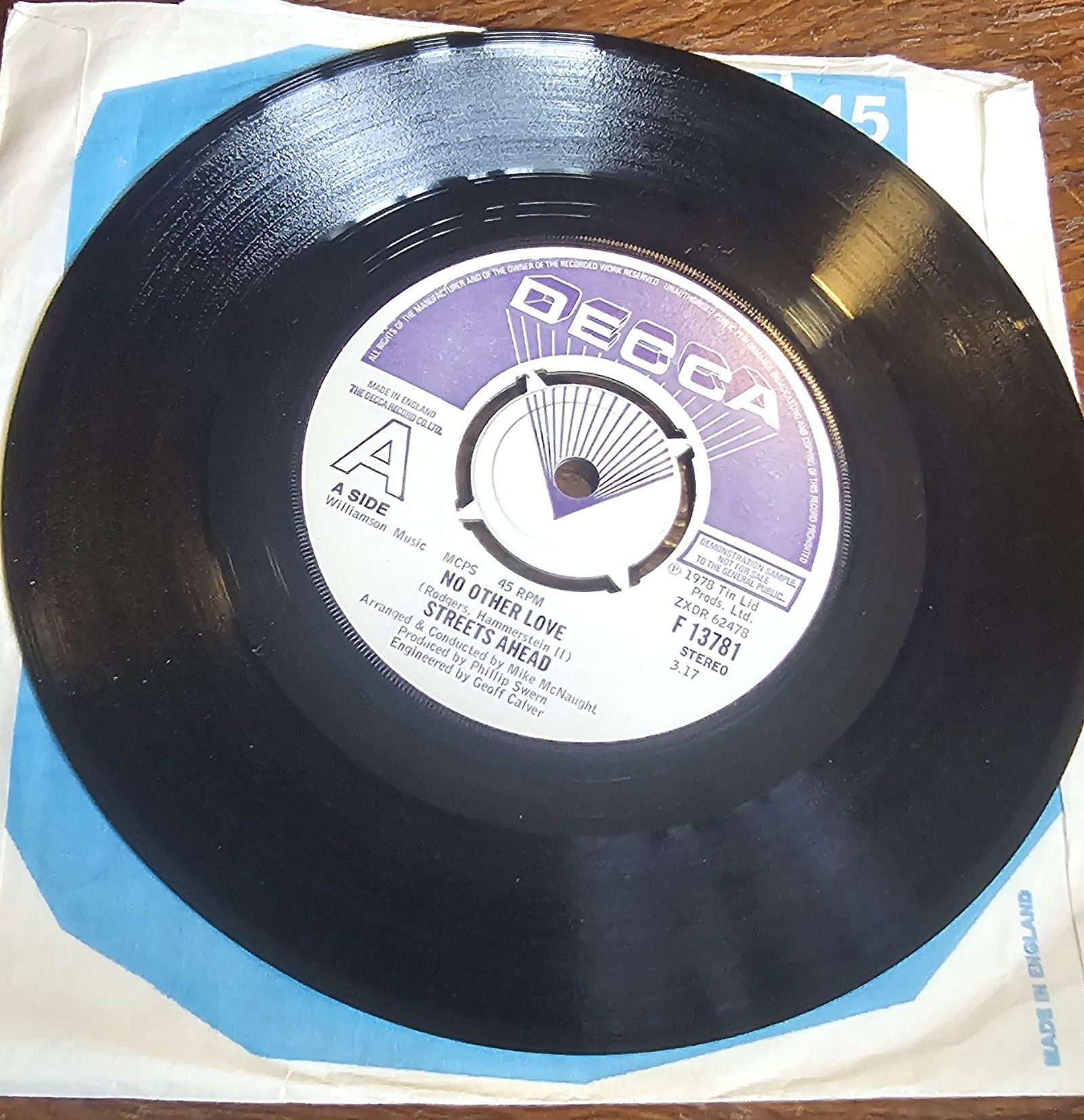Streets Ahead No Other Love 7" Vinyl Single Decca F 13781 UK 1978