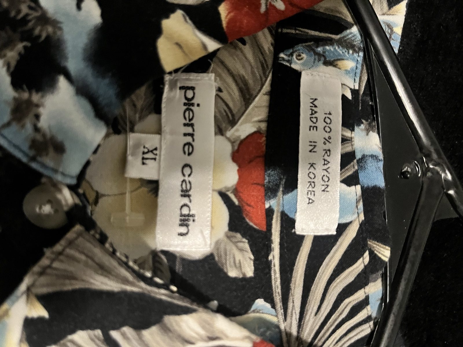 Pierre Cardin Black Floral Rayon Shirt XL image 2