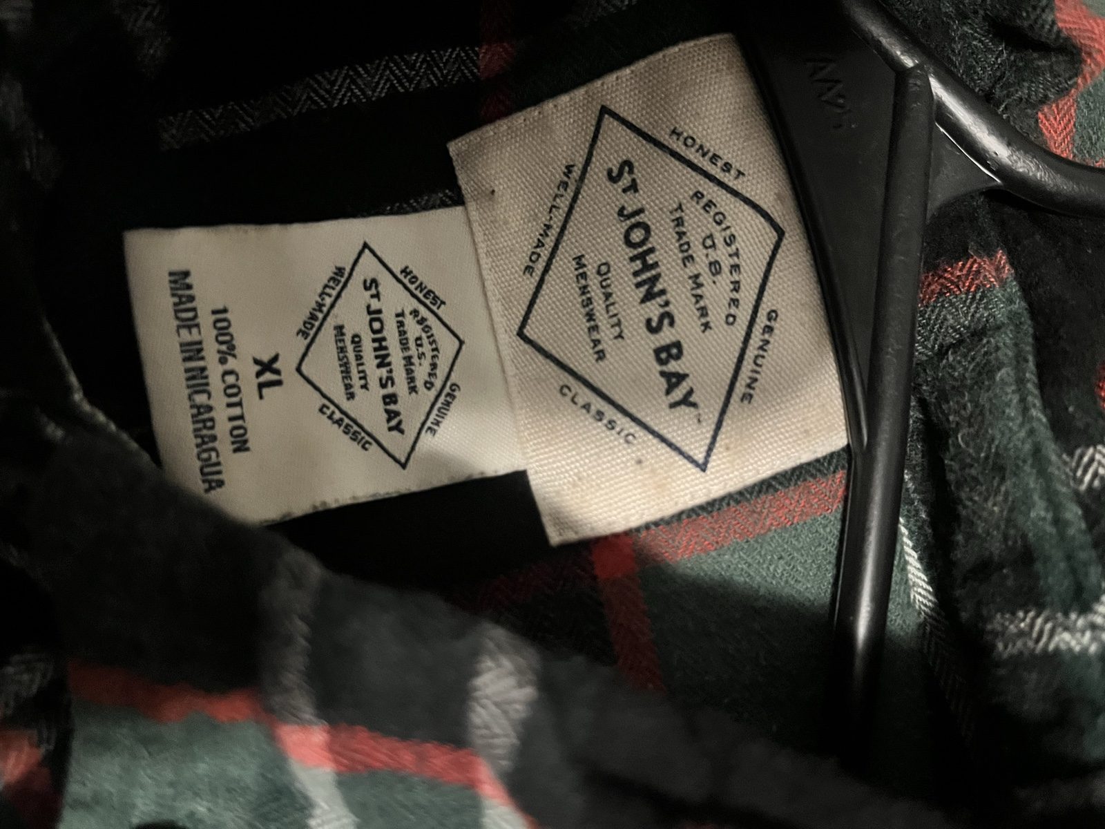 St. John's Bay Men's Green & Red Plaid Cotton Shirt XL image 2