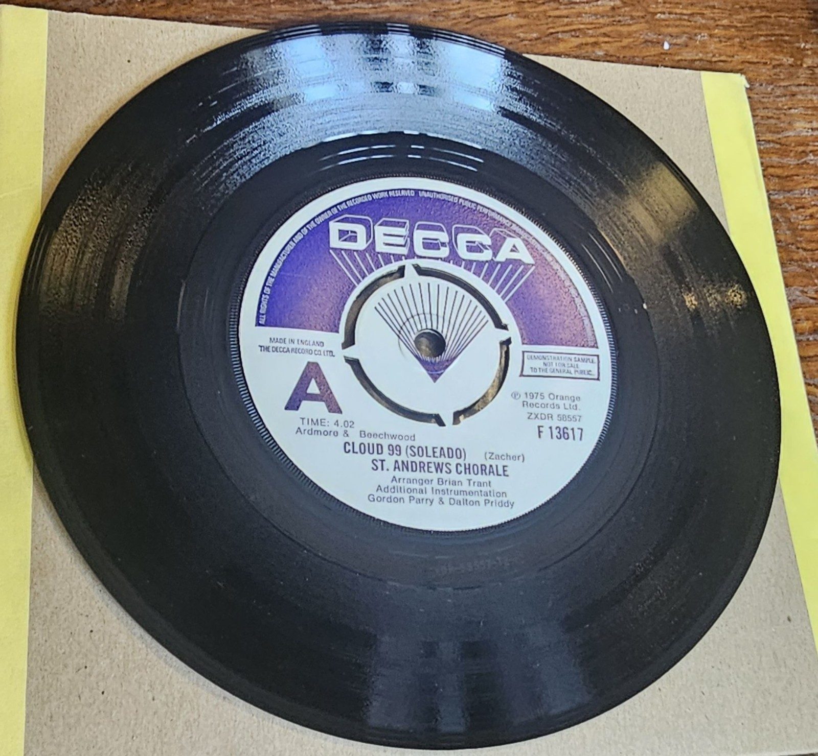 St Andrews Chorale Cloud 99 PROMO DECCA F13617 7" Moonlight Butterfly
