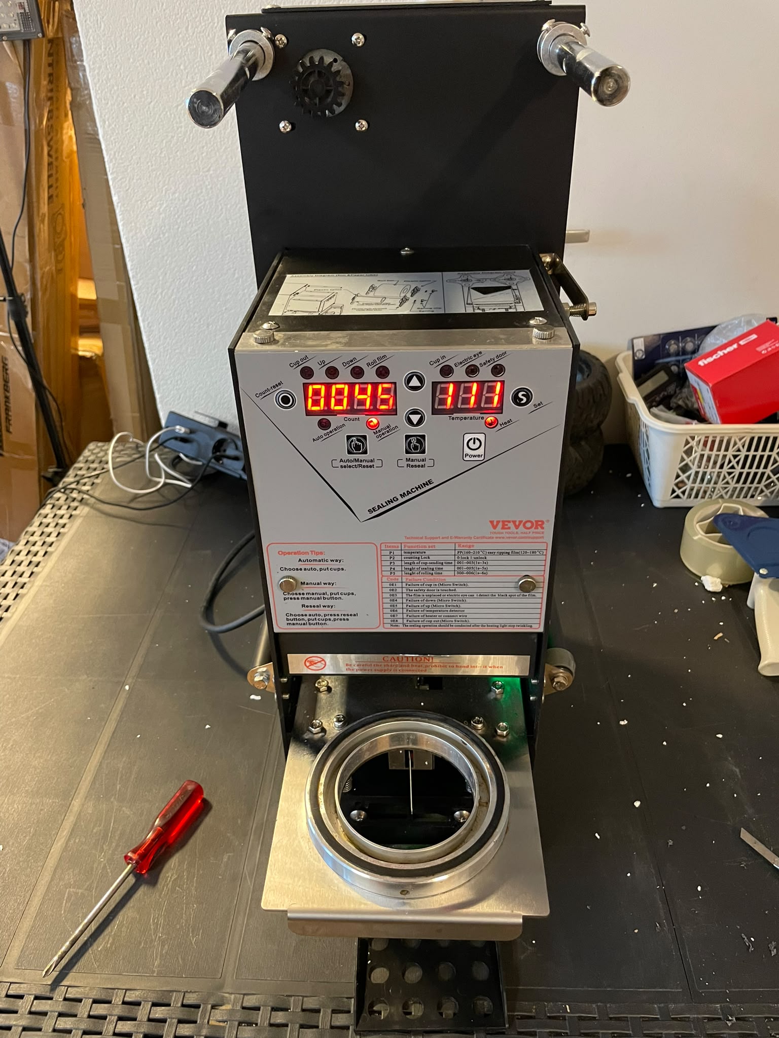 VEVOR Automatische Bekersealmachine Onderdelen ontbreken