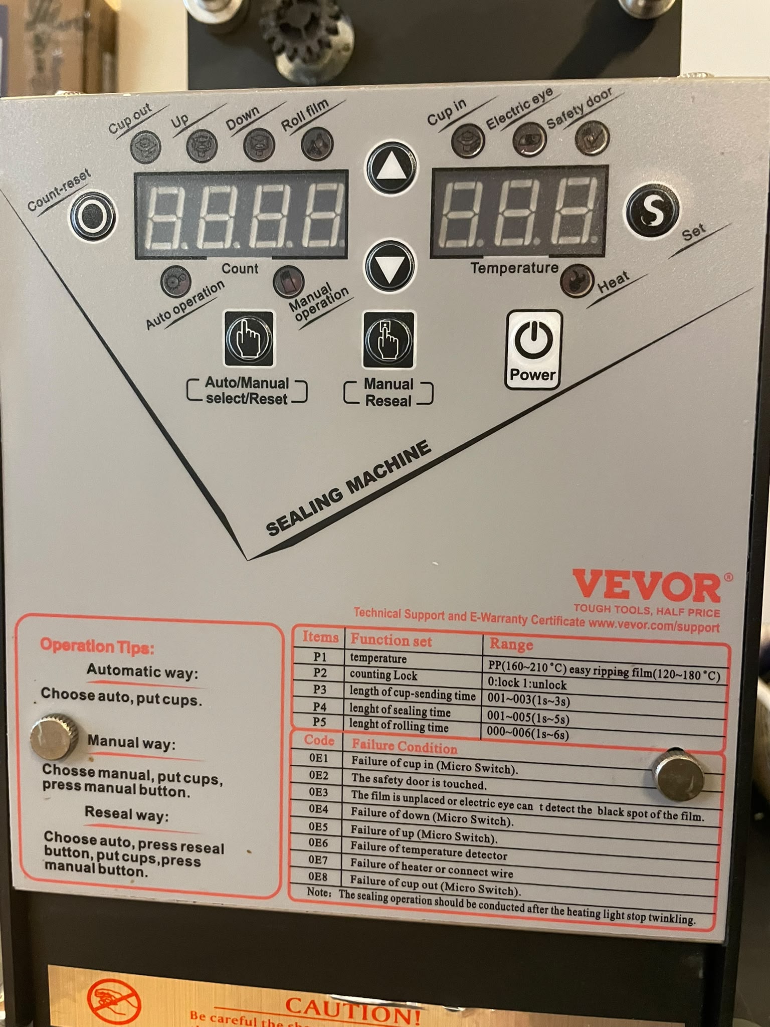 VEVOR Automatische Bekersealmachine Onderdelen ontbreken image 3