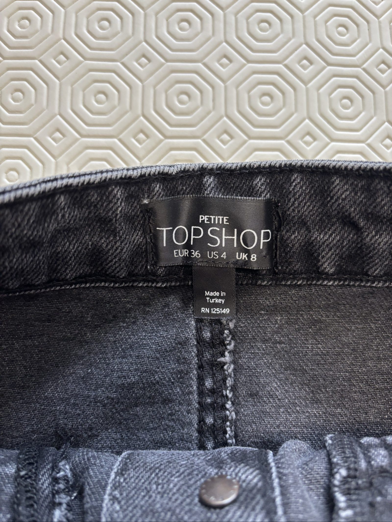 Topshop Black Denim Button Front Skirt UK 8 Petite image 3