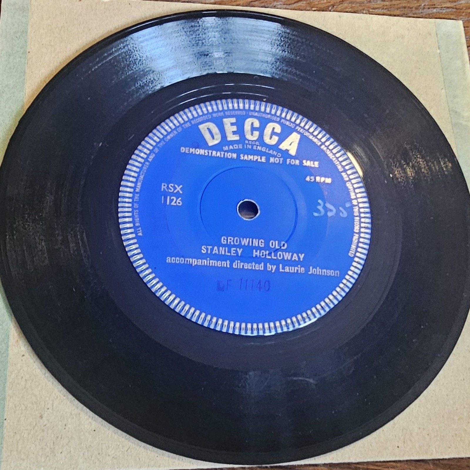 Stanley Holloway Growing Old PROMO Decca RSX 1126 7" Vinyl Single